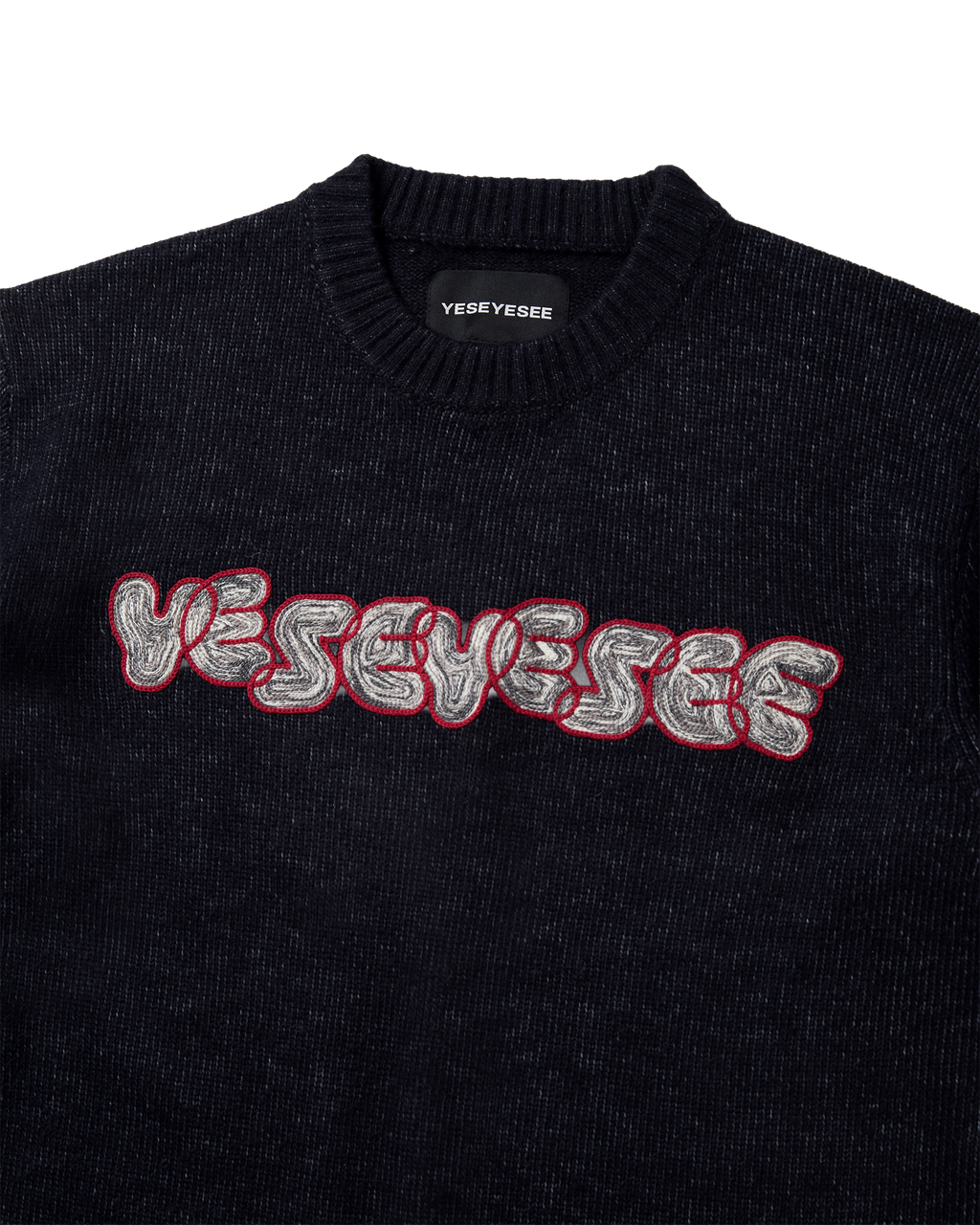 yeseyesee - Marble Pattern Logo Knit Pullover (Black) product image 3 | TRAB K-Fashion Australia