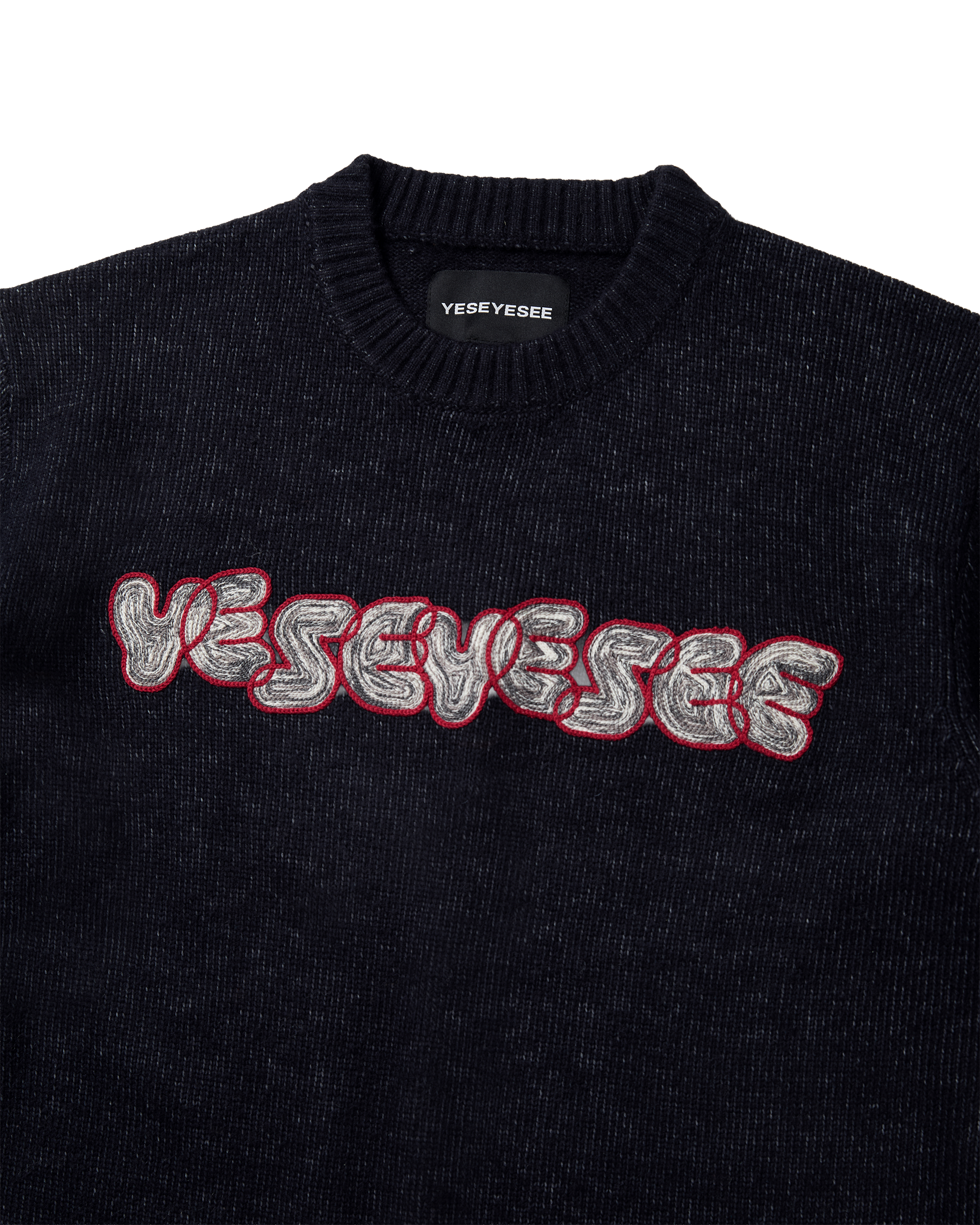 yeseyesee - Marble Pattern Logo Knit Pullover (Black) product image 3 | TRAB K-Fashion Australia