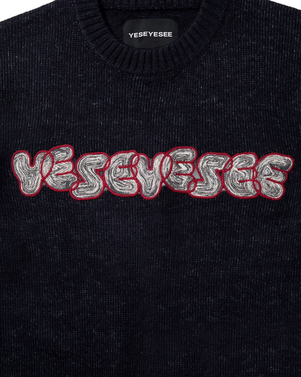 yeseyesee - Marble Pattern Logo Knit Pullover (Black) product image 4 | TRAB K-Fashion Australia