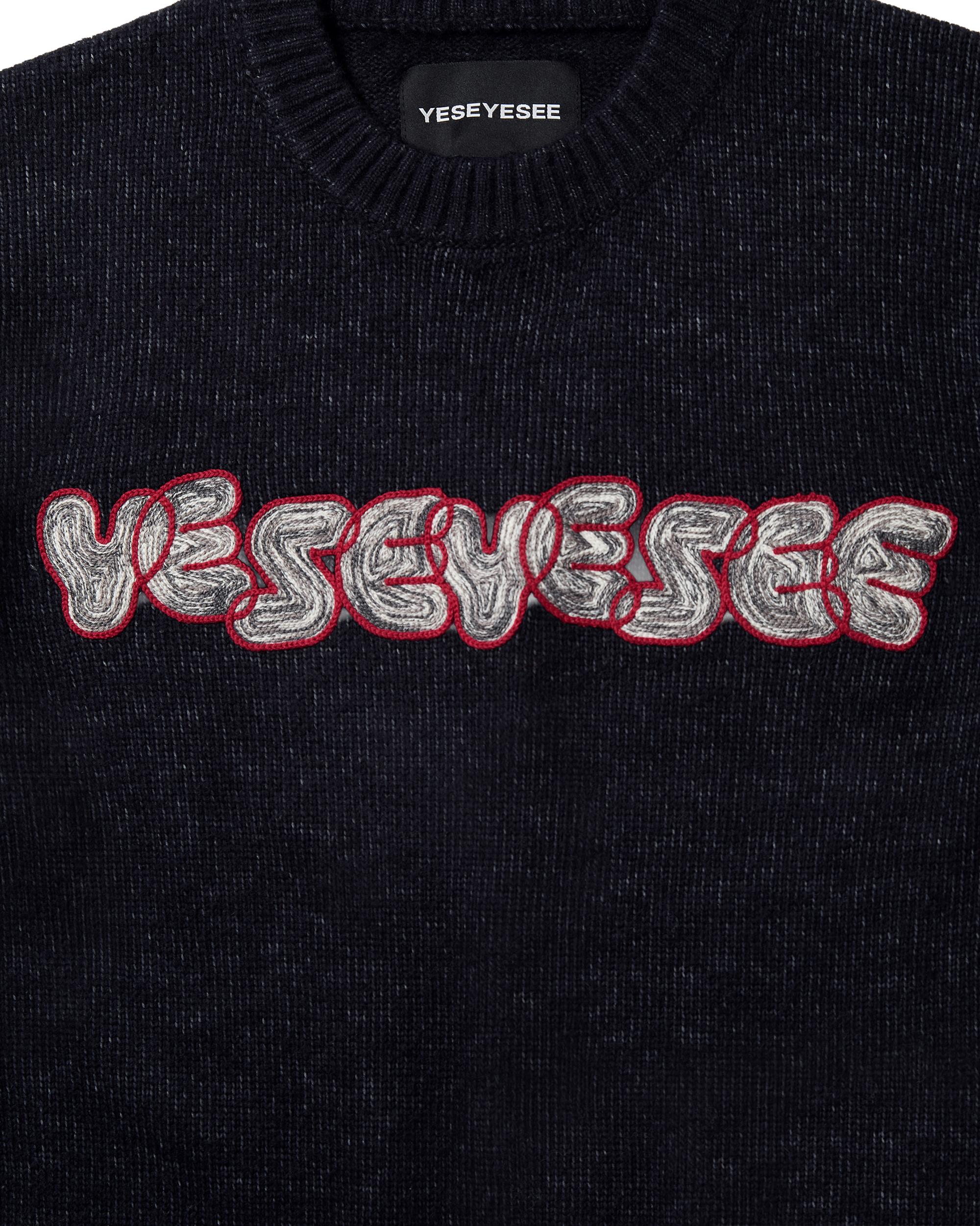 yeseyesee - Marble Pattern Logo Knit Pullover (Black) product image 4 | TRAB K-Fashion Australia