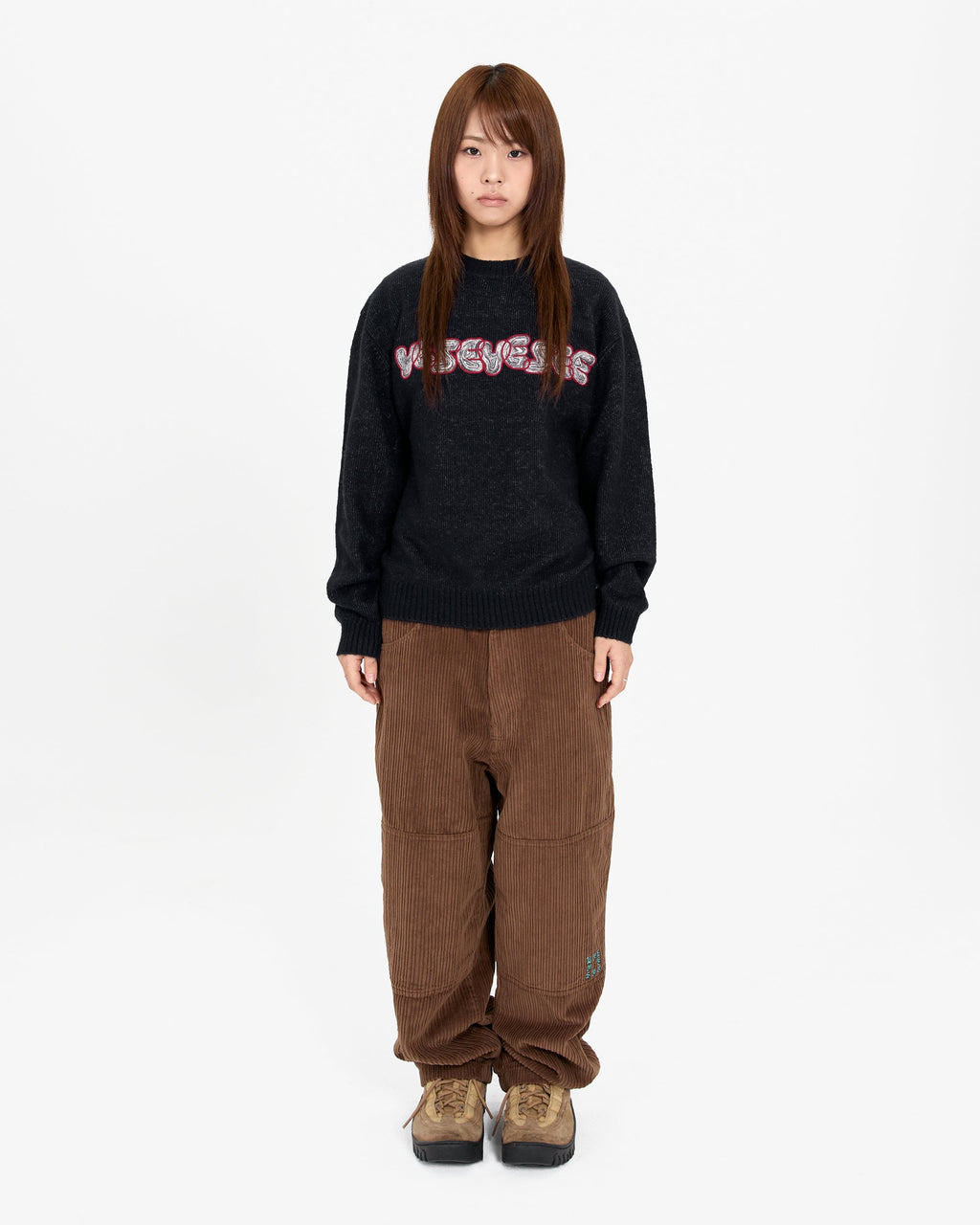 yeseyesee - Marble Pattern Logo Knit Pullover (Black) product image 6 | TRAB K-Fashion Australia