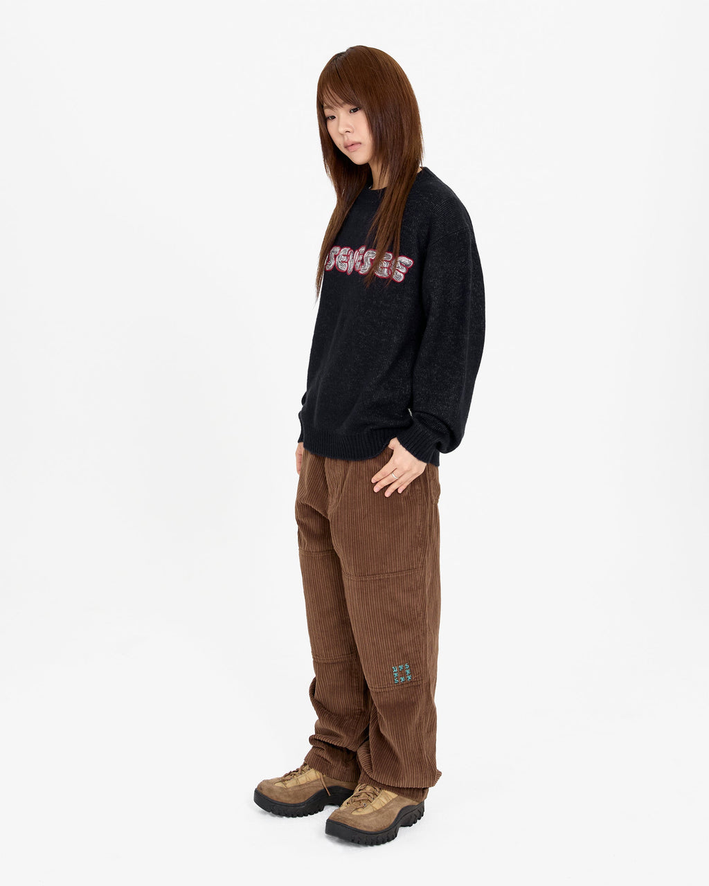 yeseyesee - Marble Pattern Logo Knit Pullover (Black) product image 7 | TRAB K-Fashion Australia