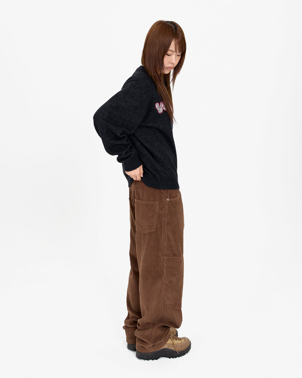 yeseyesee - Marble Pattern Logo Knit Pullover (Black) product image 8 | TRAB K-Fashion Australia