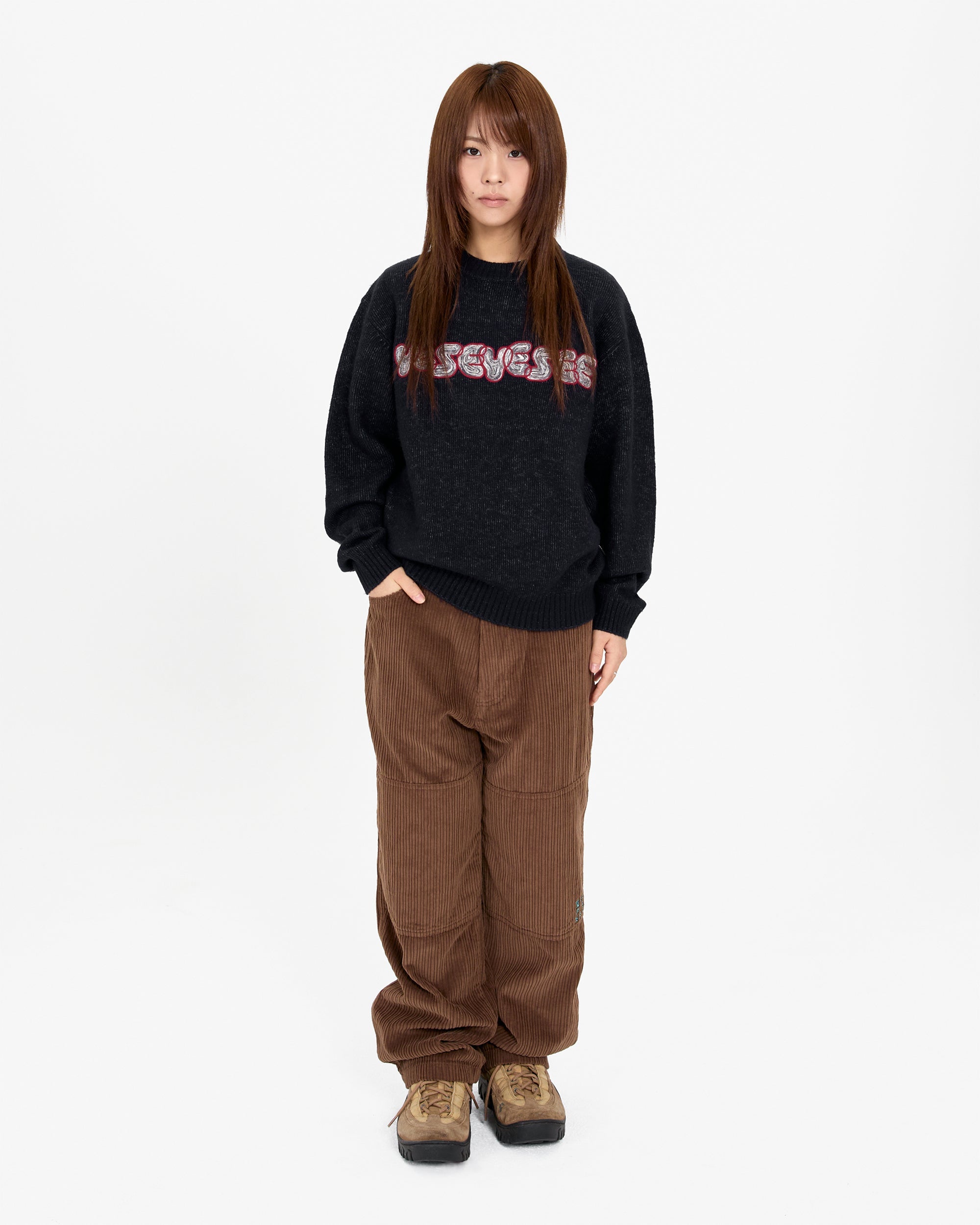 yeseyesee - Marble Pattern Logo Knit Pullover (Black) product image 9 | TRAB K-Fashion Australia