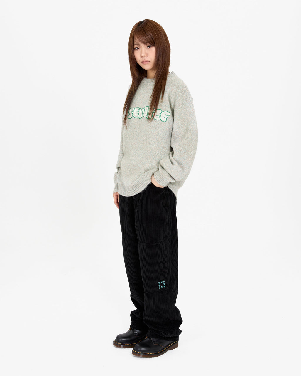 yeseyesee - Marble Pattern Logo Knit Pullover (Multi) product image 7 | TRAB K-Fashion Australia
