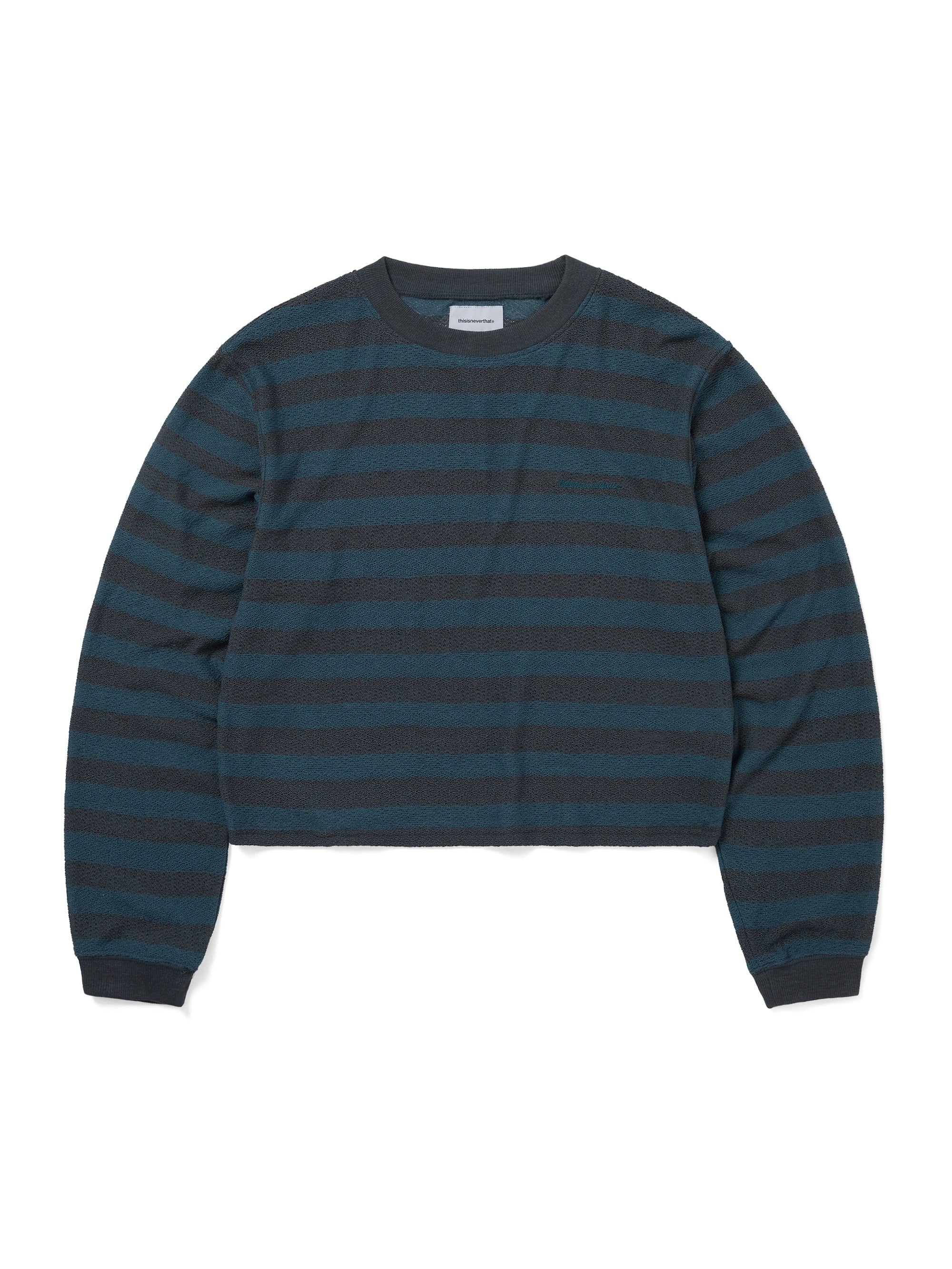 thisisneverthat - Mesh Striped W Crewneck (Dark Brown) product image 1 | TRAB K-Fashion Australia
