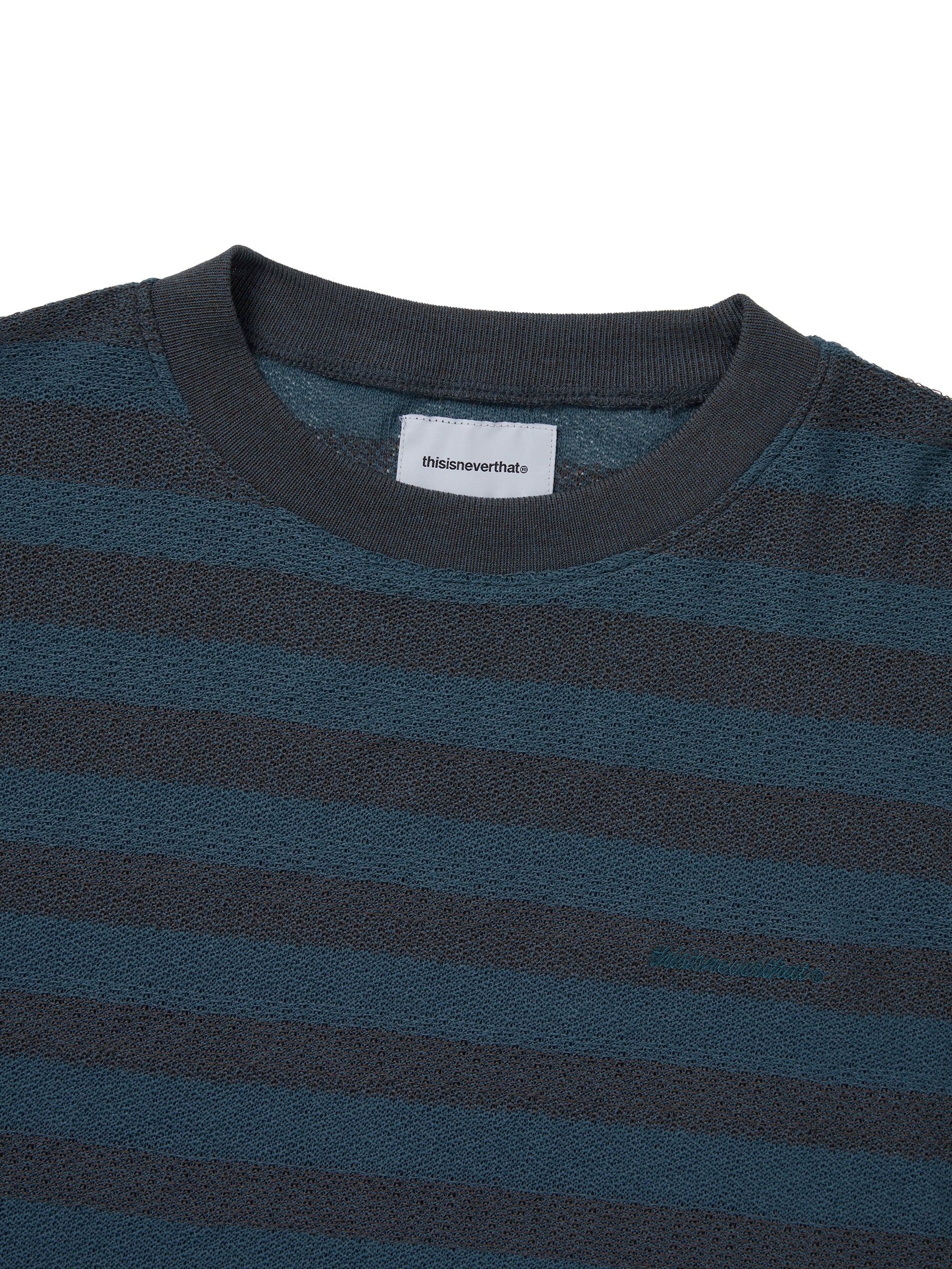 thisisneverthat - Mesh Striped W Crewneck (Dark Brown) product image 2 | TRAB K-Fashion Australia