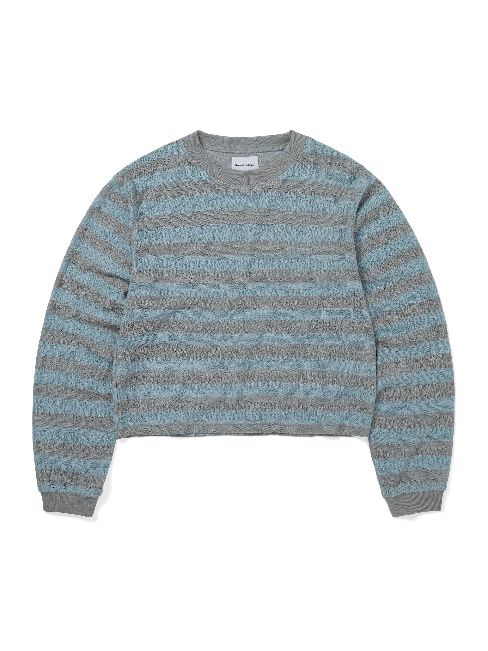 thisisneverthat - Mesh Striped W Crewneck (Sky Blue) product image 1 | TRAB K-Fashion Australia