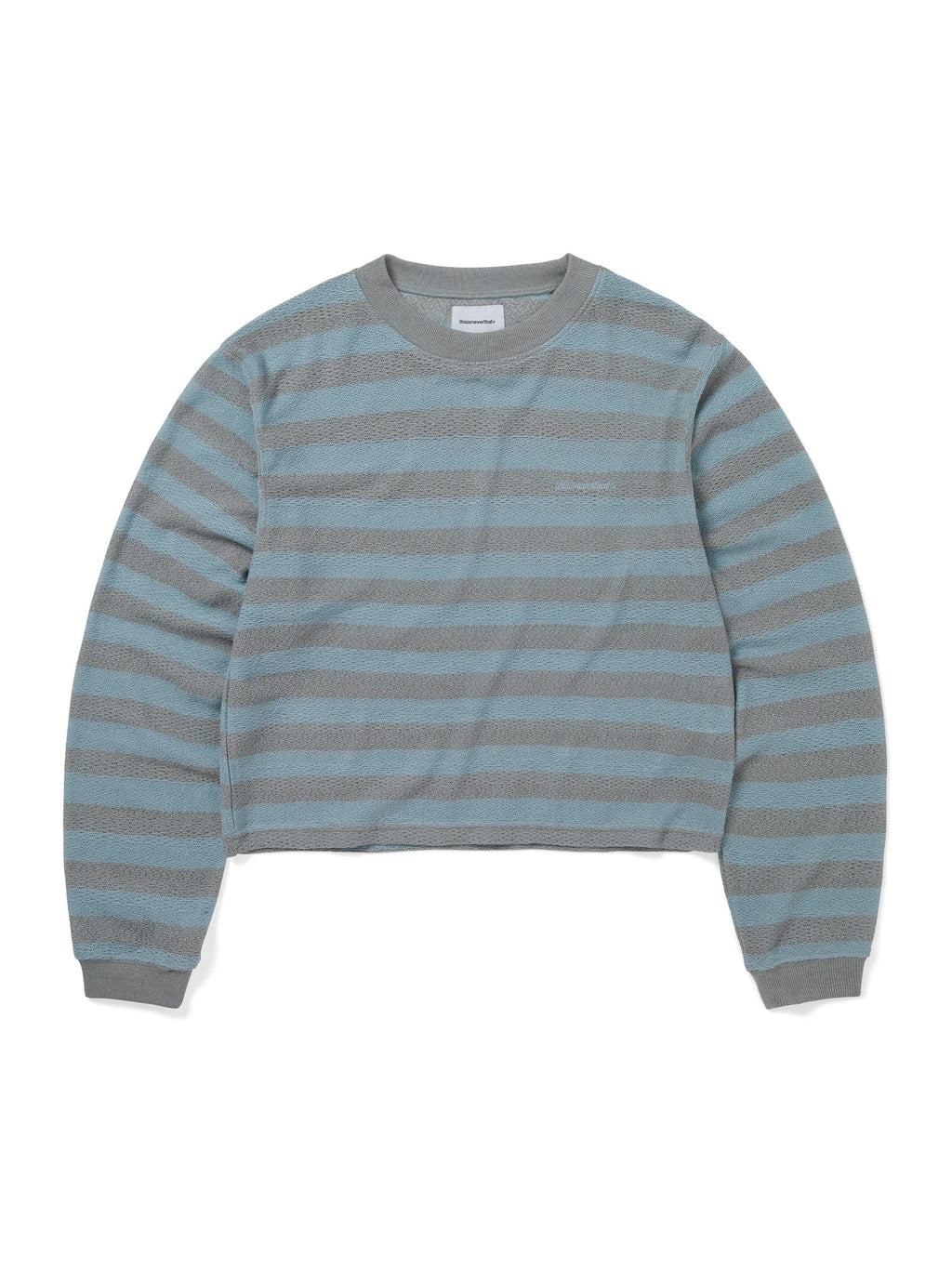 thisisneverthat - Mesh Striped W Crewneck (Sky Blue) product image 1 | TRAB K-Fashion Australia
