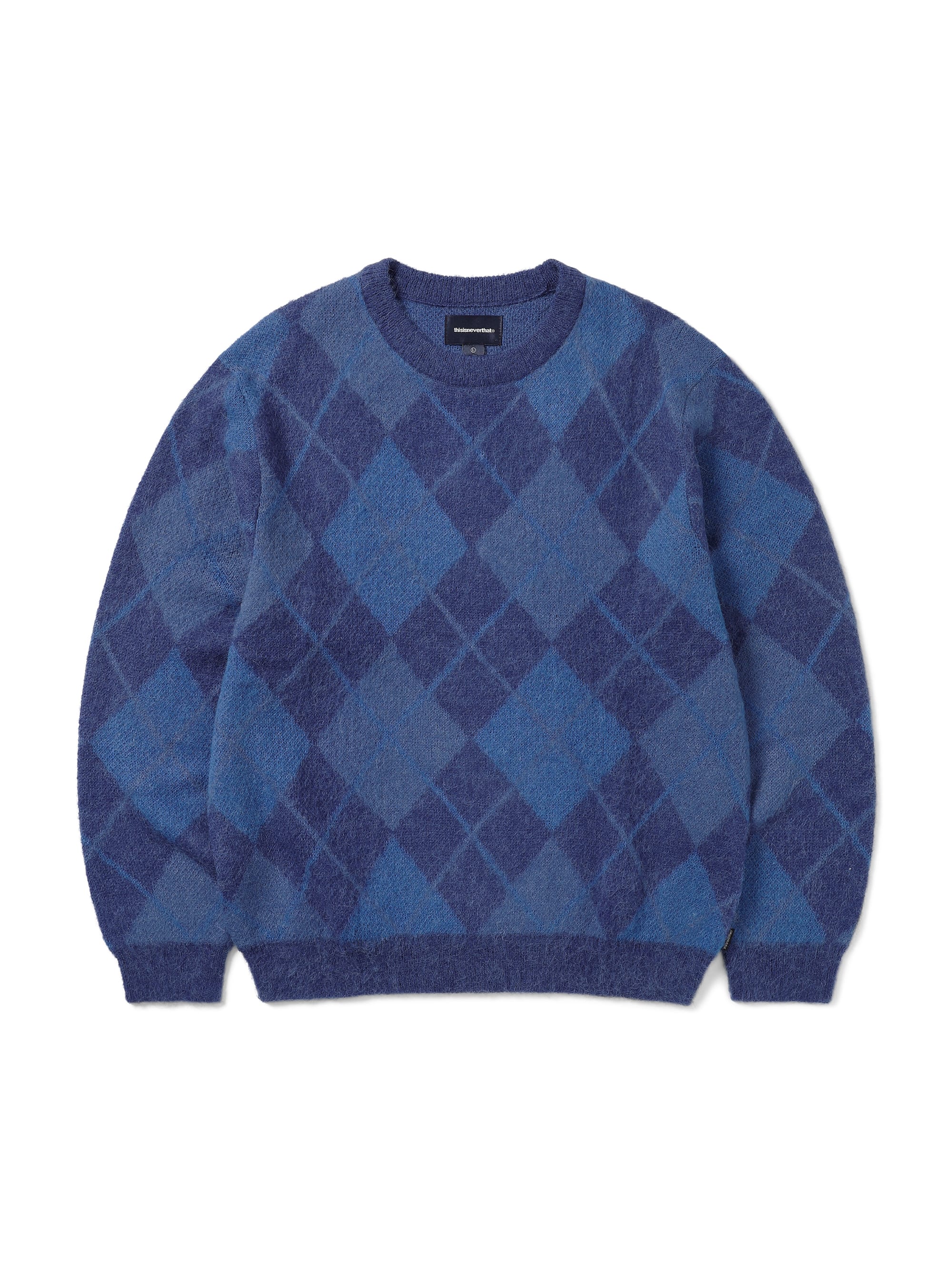 thisisneverthat - Mohair Argyle Knit Sweater (Blue) product image 1 | TRAB K-Fashion Australia