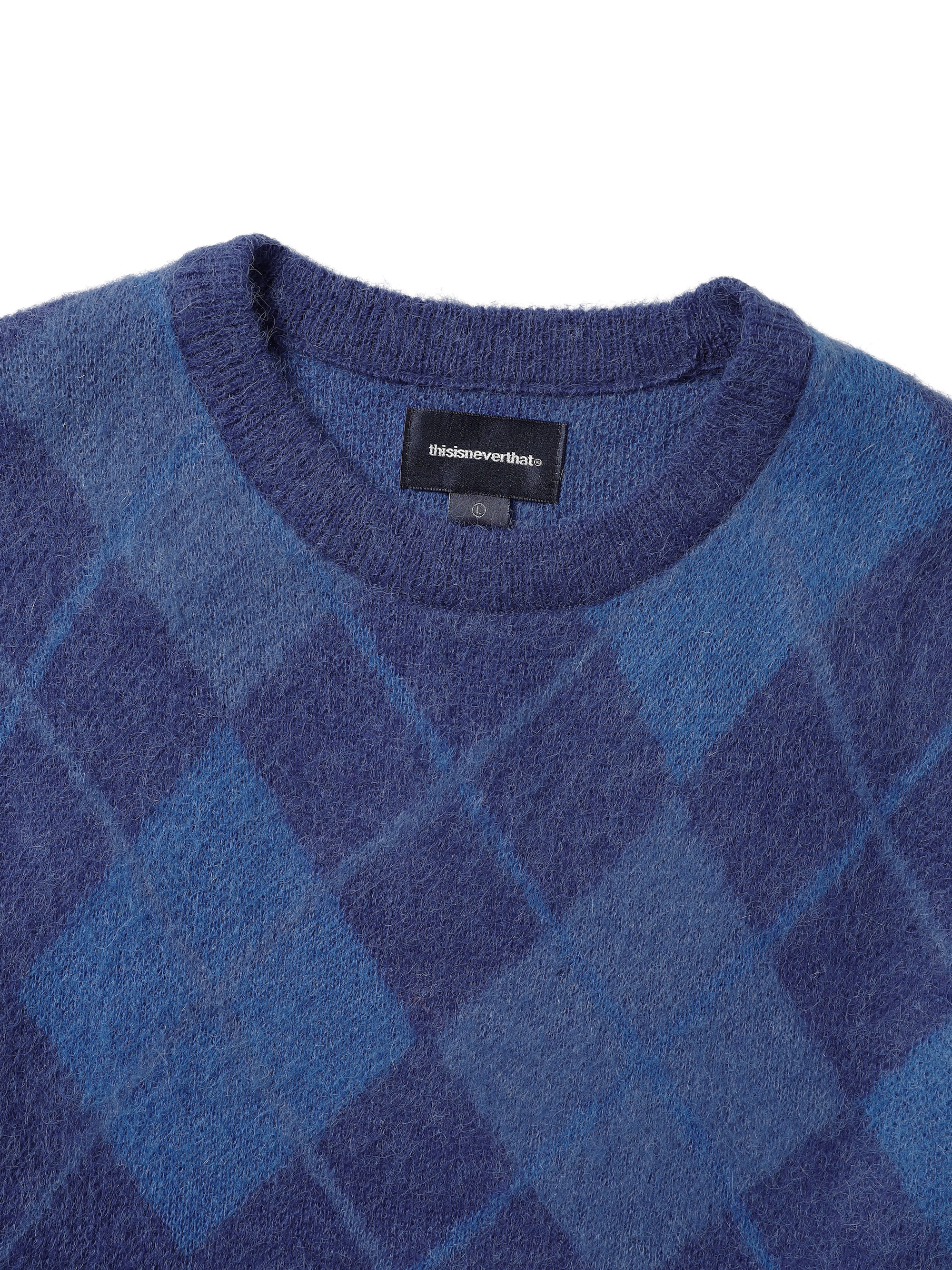 thisisneverthat - Mohair Argyle Knit Sweater (Blue) product image 2 | TRAB K-Fashion Australia