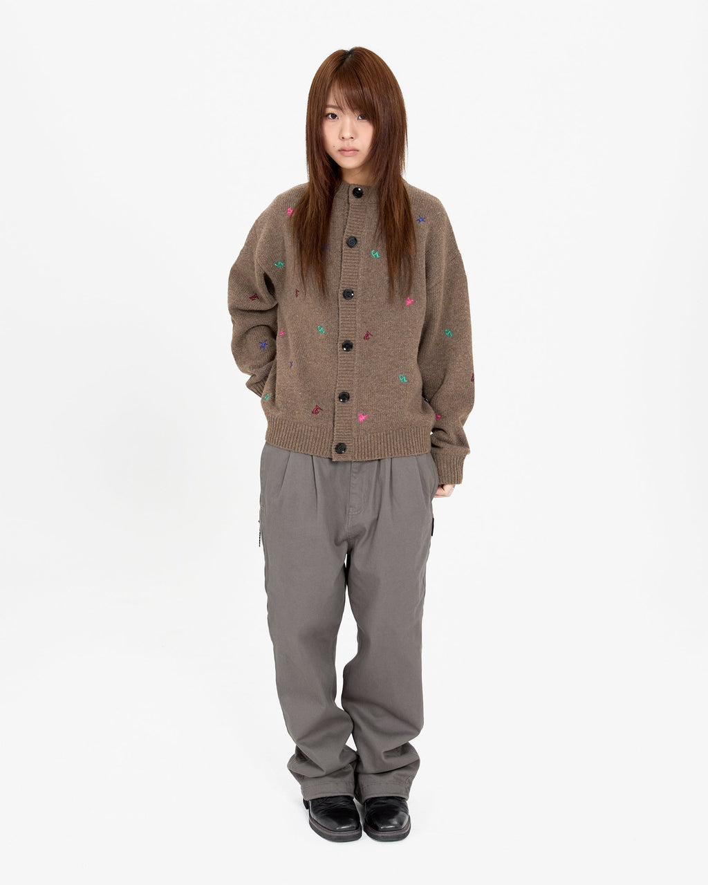 yeseyesee - Multi Embroidery Knit Cardigan (Brown) product image 11 | TRAB K-Fashion Australia