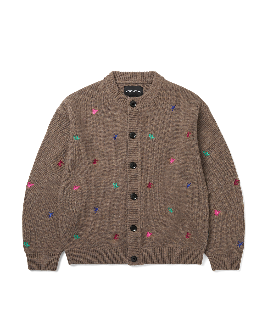 yeseyesee - Multi Embroidery Knit Cardigan (Brown) product image 1 | TRAB K-Fashion Australia