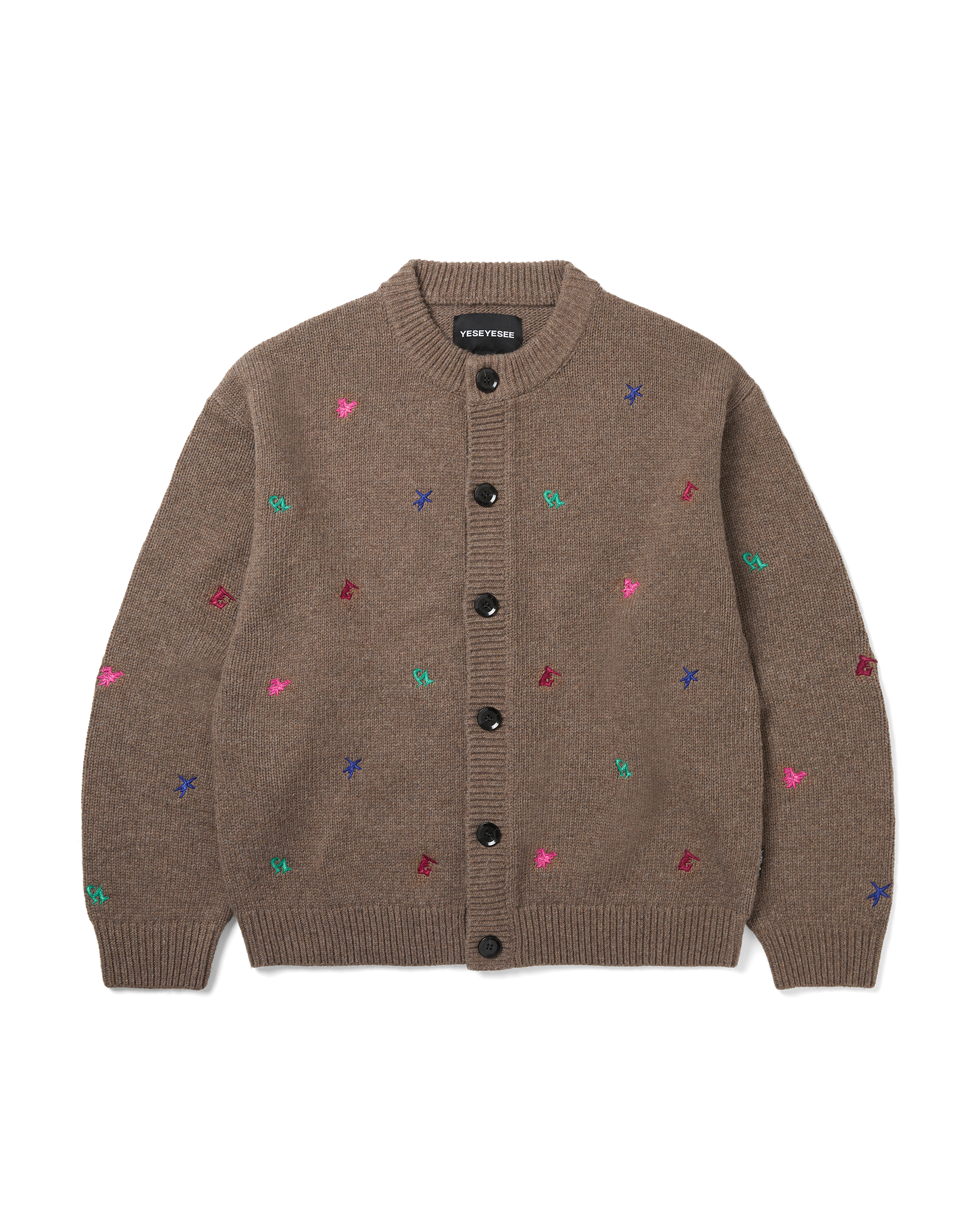 yeseyesee - Multi Embroidery Knit Cardigan (Brown) product image 1 | TRAB K-Fashion Australia