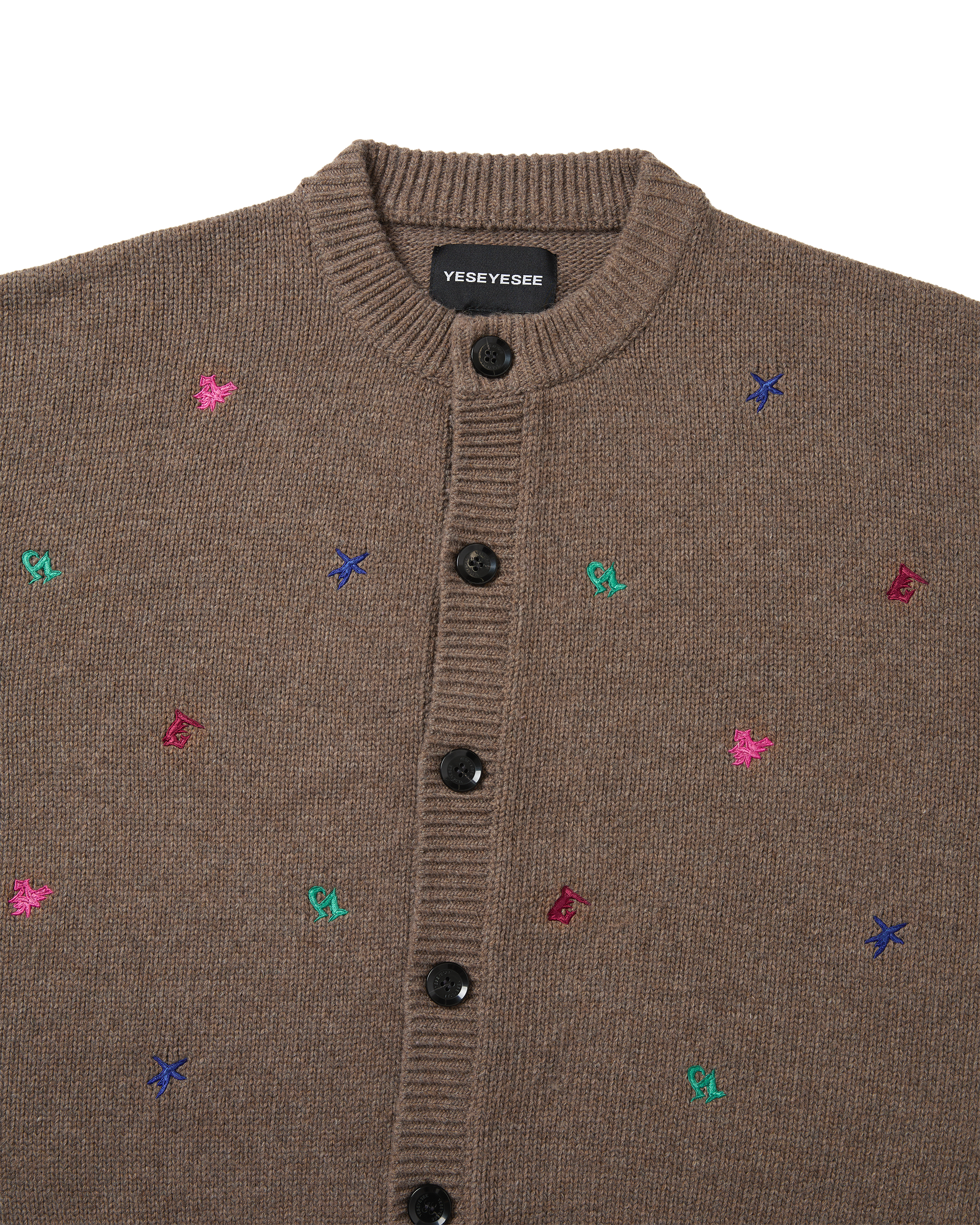 yeseyesee - Multi Embroidery Knit Cardigan (Brown) product image 3 | TRAB K-Fashion Australia