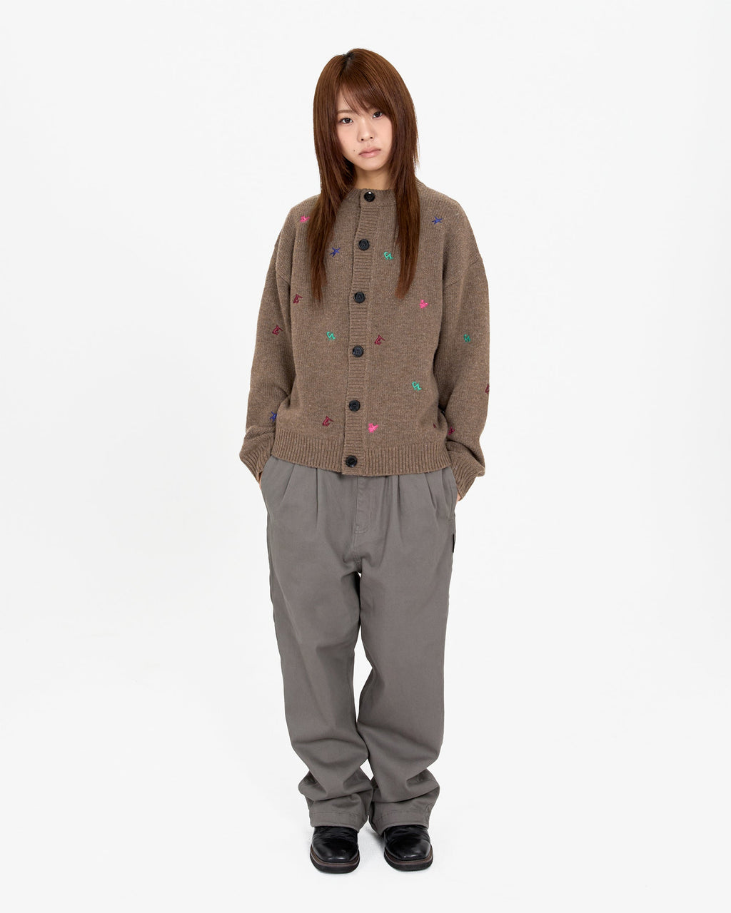 yeseyesee - Multi Embroidery Knit Cardigan (Brown) product image 8 | TRAB K-Fashion Australia