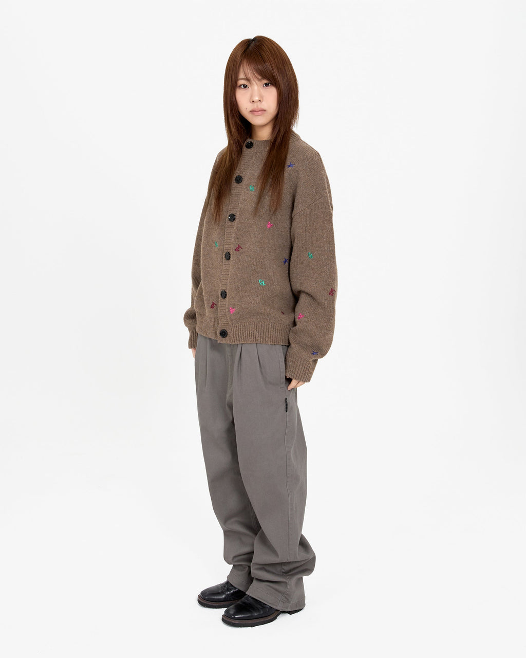 yeseyesee - Multi Embroidery Knit Cardigan (Brown) product image 9 | TRAB K-Fashion Australia