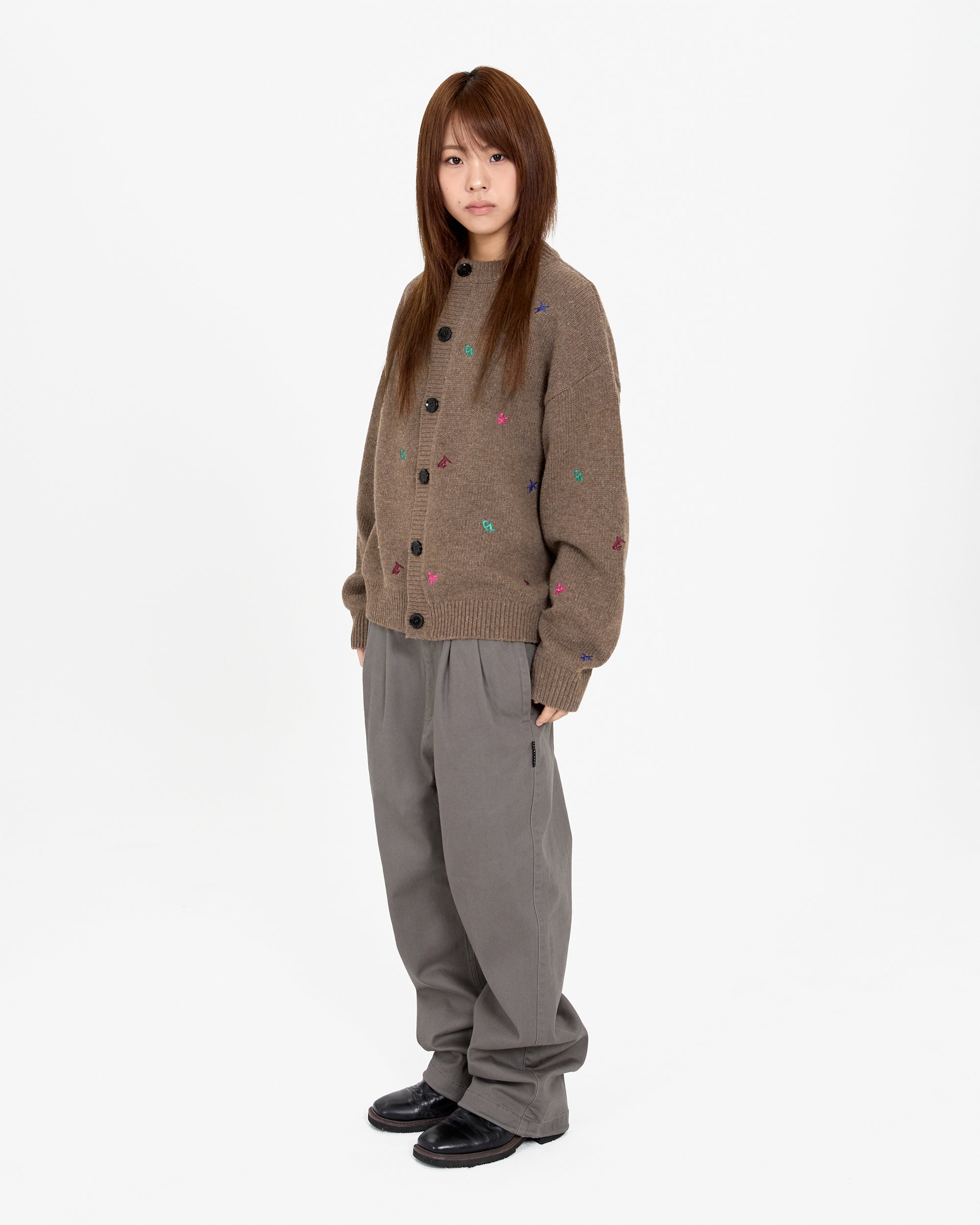 yeseyesee - Multi Embroidery Knit Cardigan (Brown) product image 9 | TRAB K-Fashion Australia