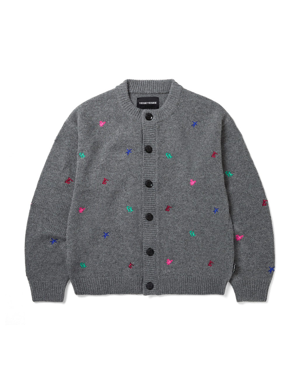 yeseyesee - Multi Embroidery Knit Cardigan (Grey) product image 1 | TRAB K-Fashion Australia
