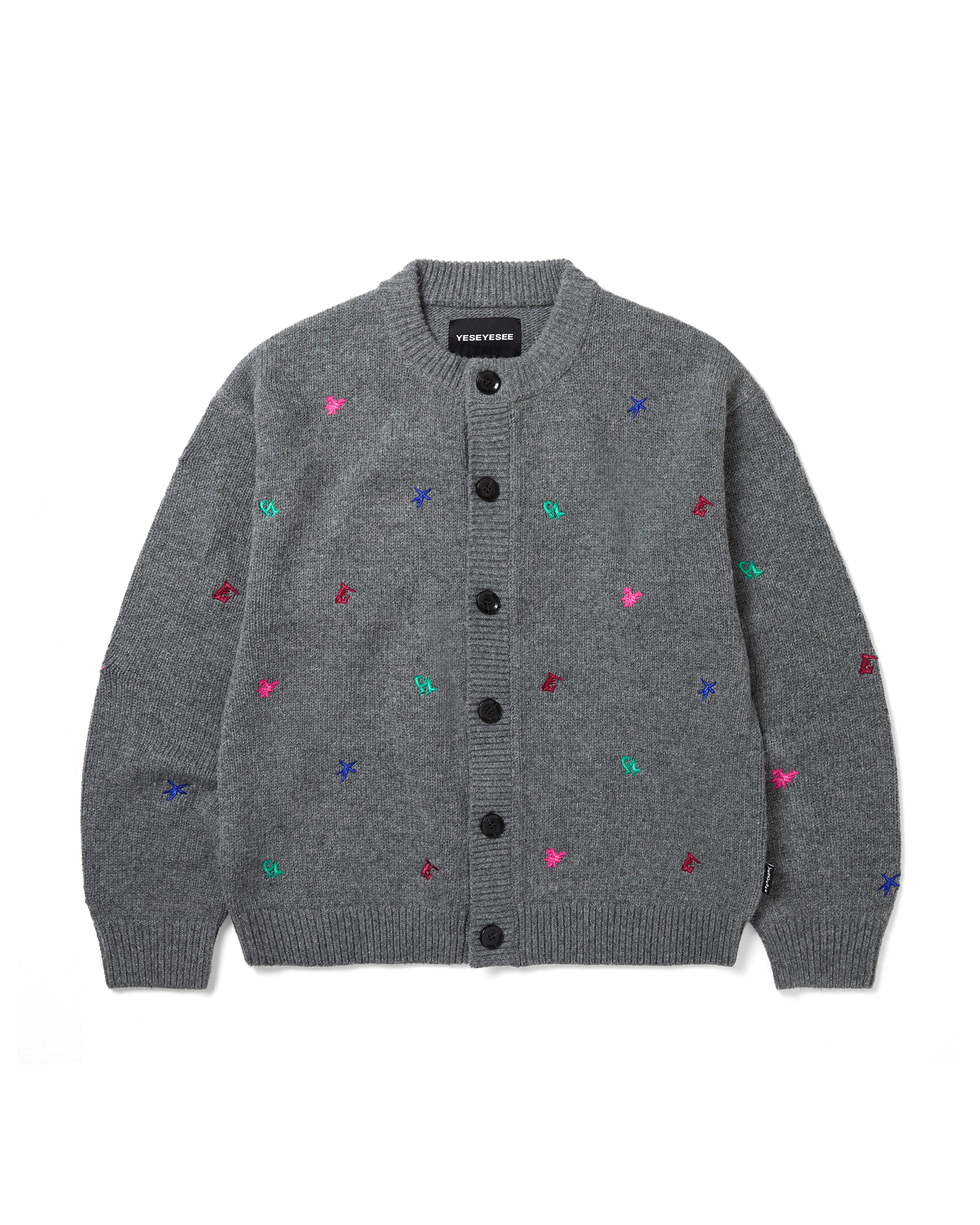 yeseyesee - Multi Embroidery Knit Cardigan (Grey) product image 1 | TRAB K-Fashion Australia