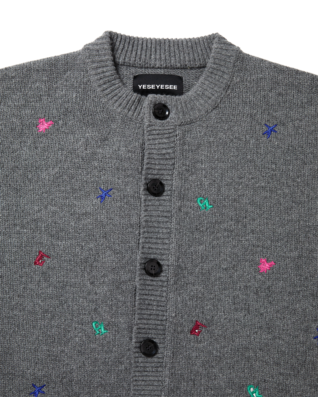 yeseyesee - Multi Embroidery Knit Cardigan (Grey) product image 3 | TRAB K-Fashion Australia