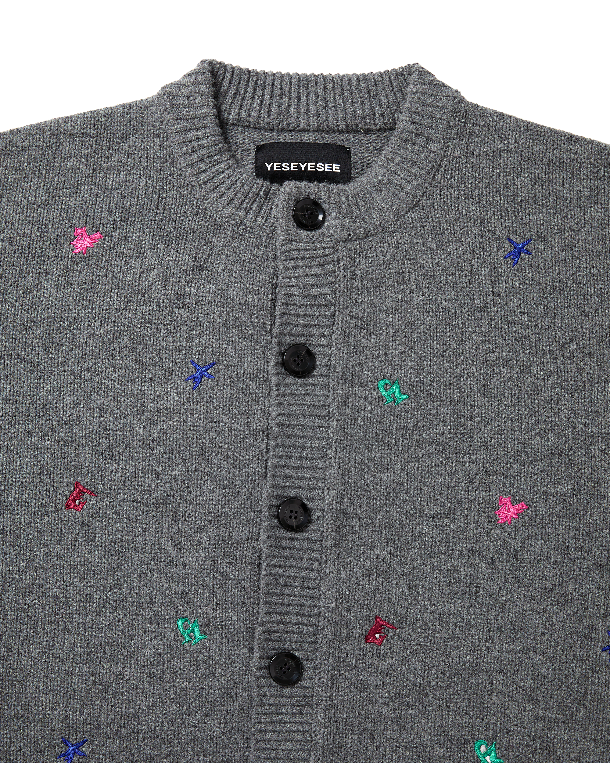 yeseyesee - Multi Embroidery Knit Cardigan (Grey) product image 3 | TRAB K-Fashion Australia