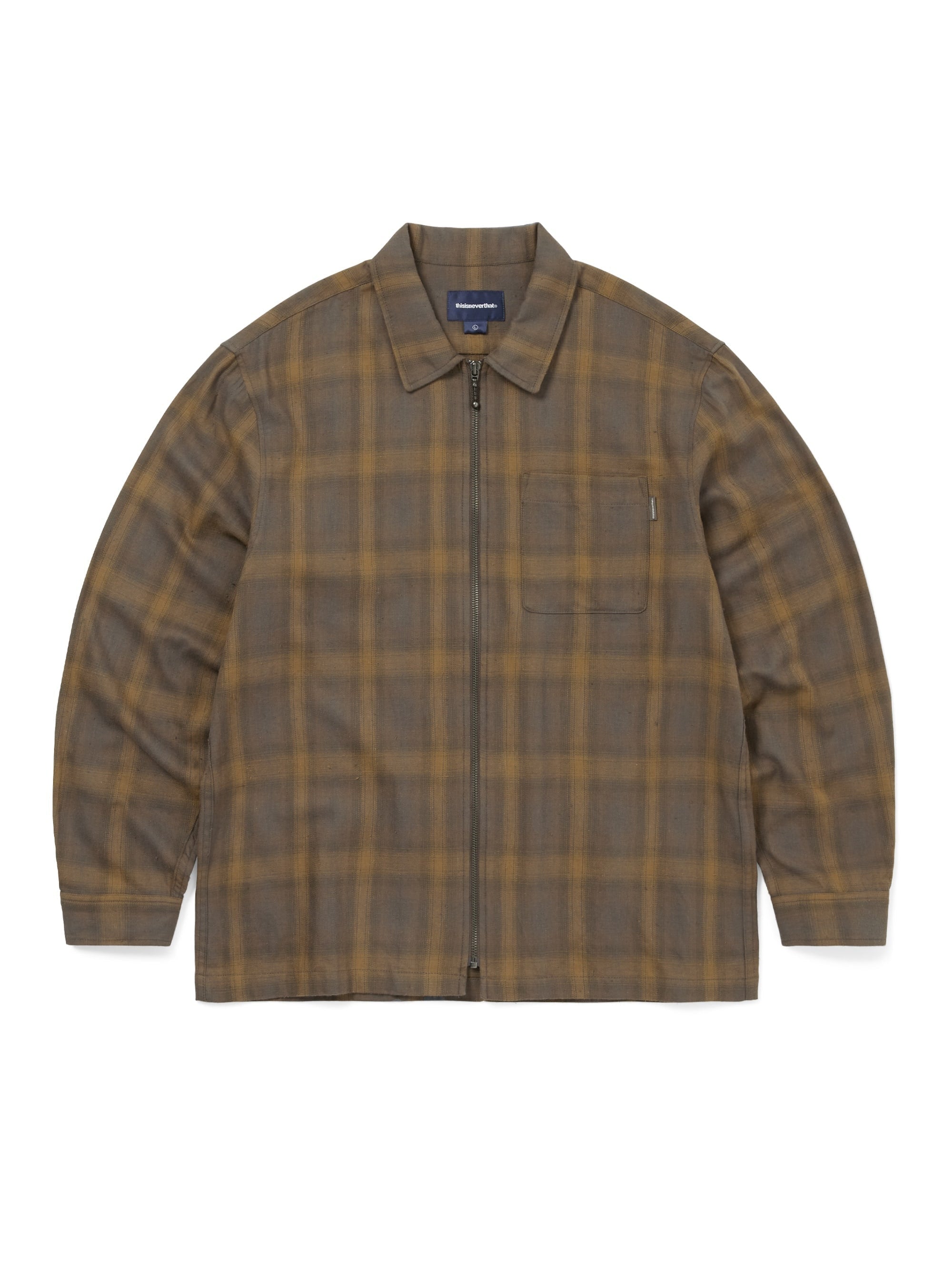 thisisneverthat - Nep Check Zip Shirt (Brown) product image 1 | TRAB K-Fashion Australia