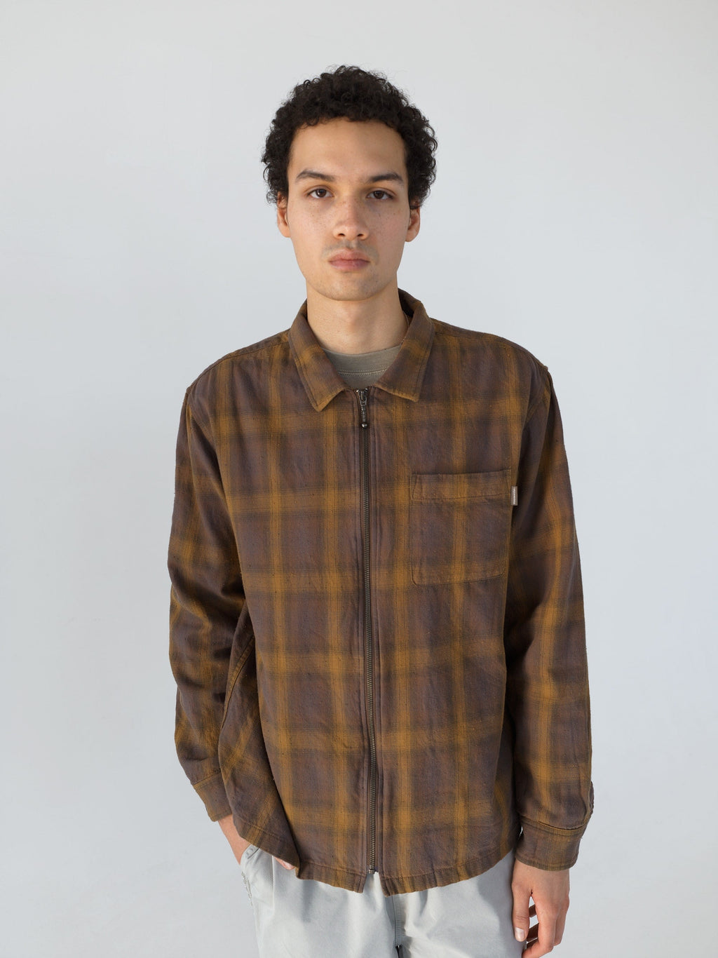 thisisneverthat - Nep Check Zip Shirt (Brown) product image 5 | TRAB K-Fashion Australia
