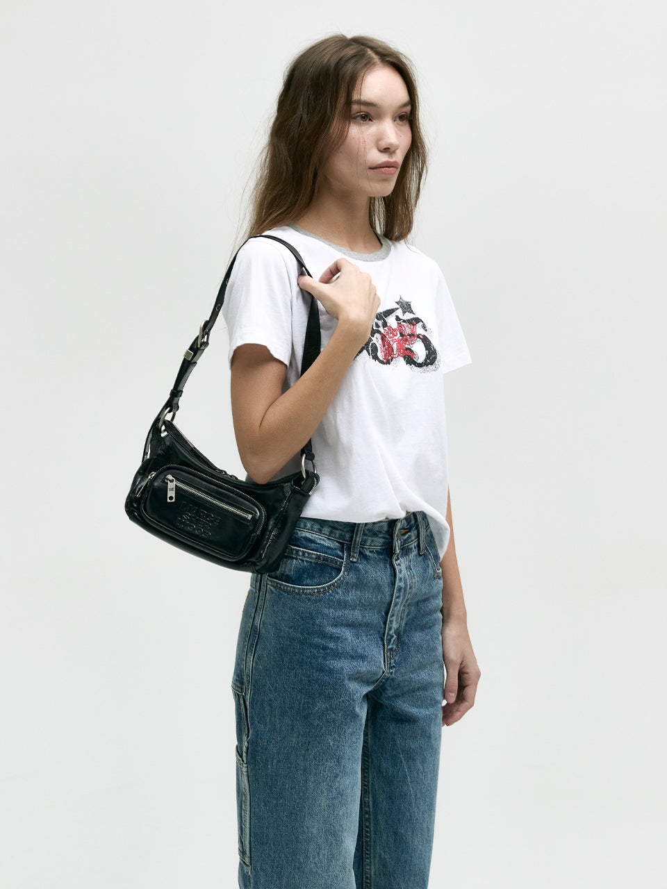 Marge Sherwood - Outpocket Hobo Mini (Black Glossy Plain) product image 7 | TRAB K-Fashion Australia