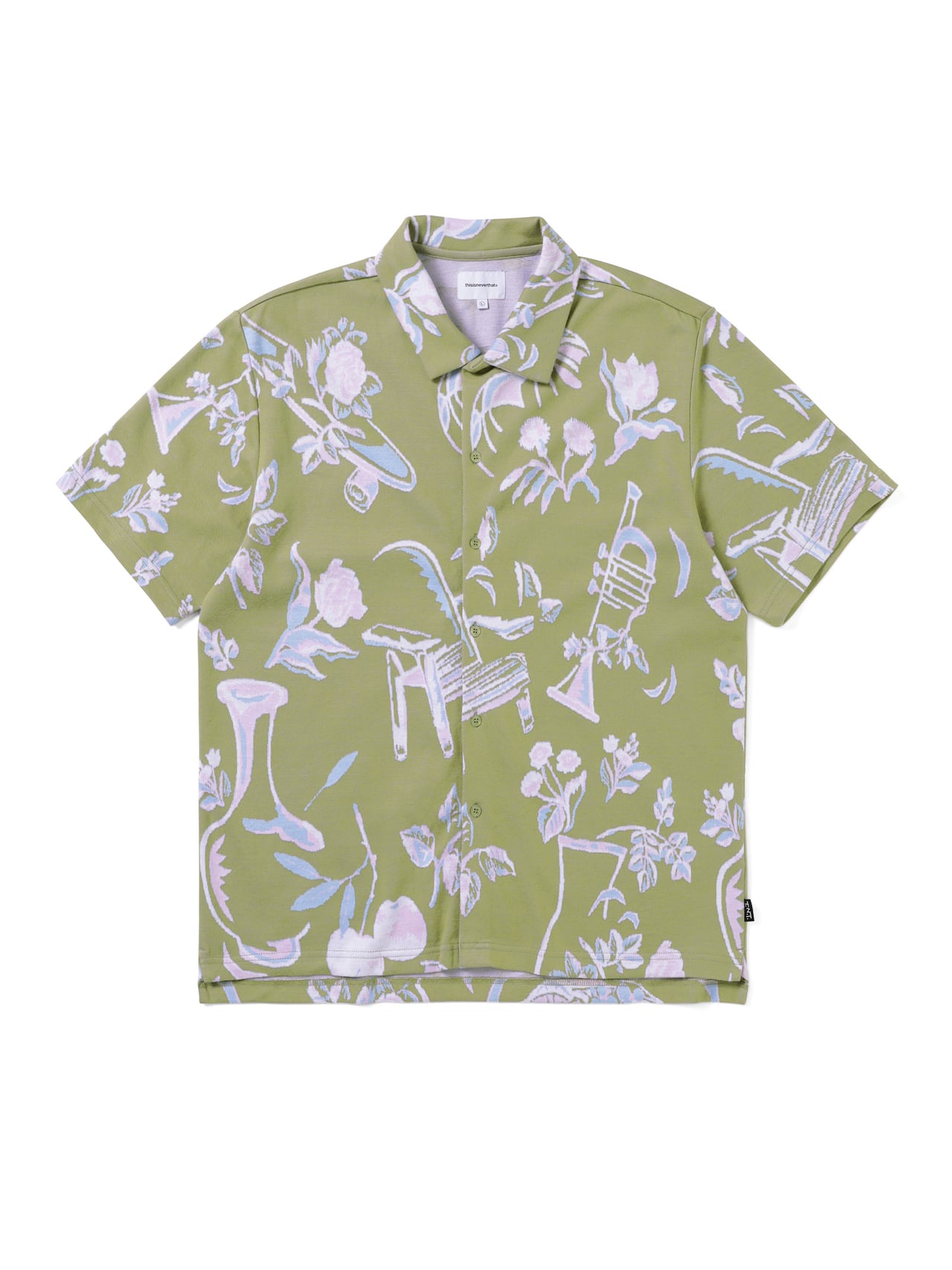 thisisneverthat - Object Jacquard Button Up Top (Green) product image 1 | TRAB K-Fashion Australia