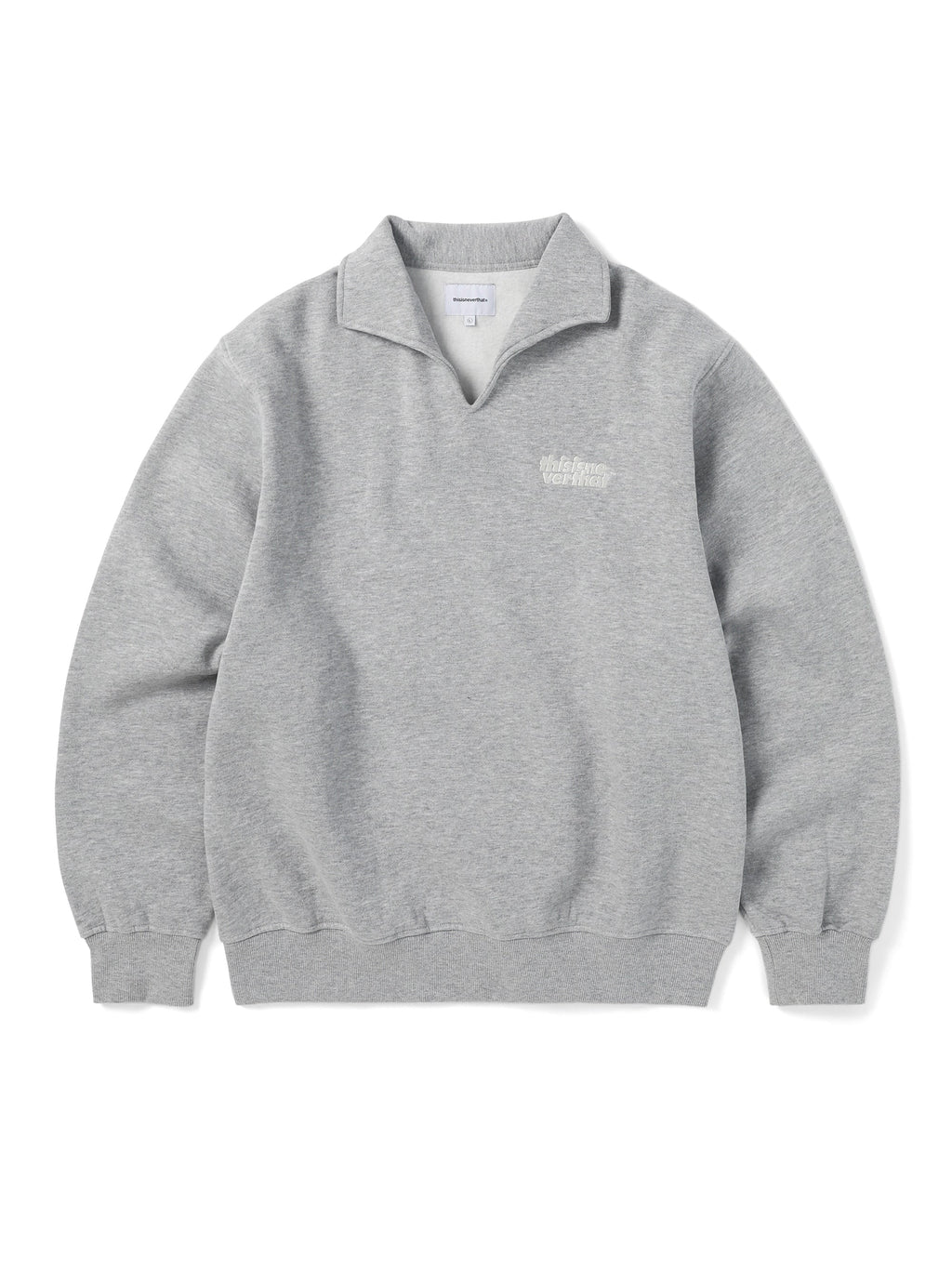 thisisneverthat - Open Collar Sweatshirt (Heather Grey) product image 1 | TRAB K-Fashion Australia