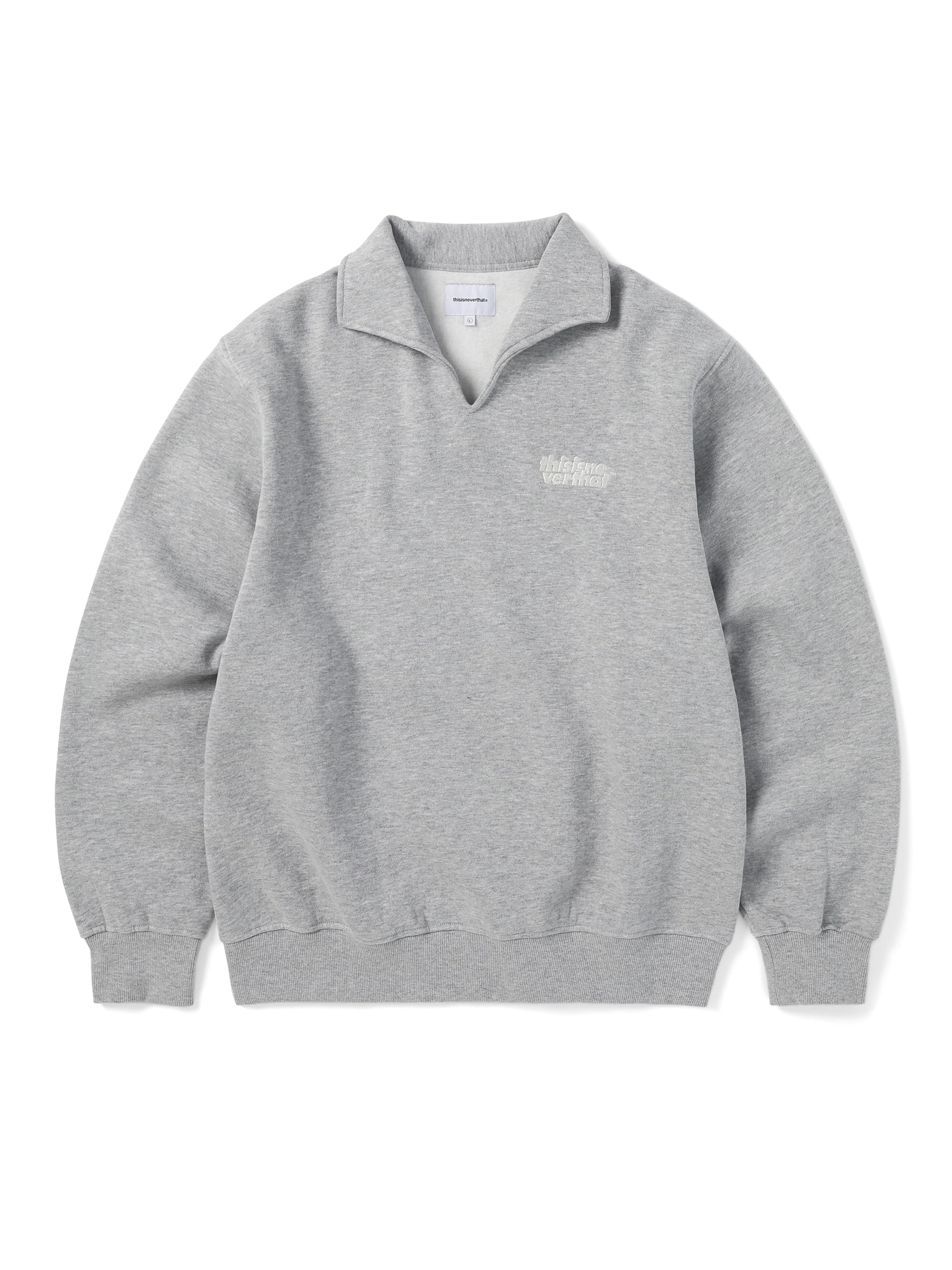 thisisneverthat - Open Collar Sweatshirt (Heather Grey) product image 1 | TRAB K-Fashion Australia