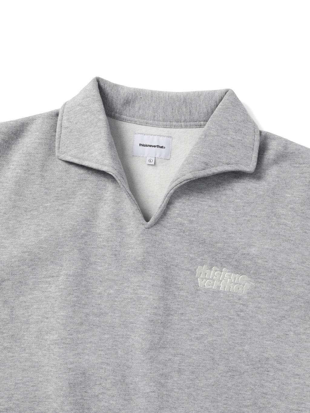 thisisneverthat - Open Collar Sweatshirt (Heather Grey) product image 2 | TRAB K-Fashion Australia