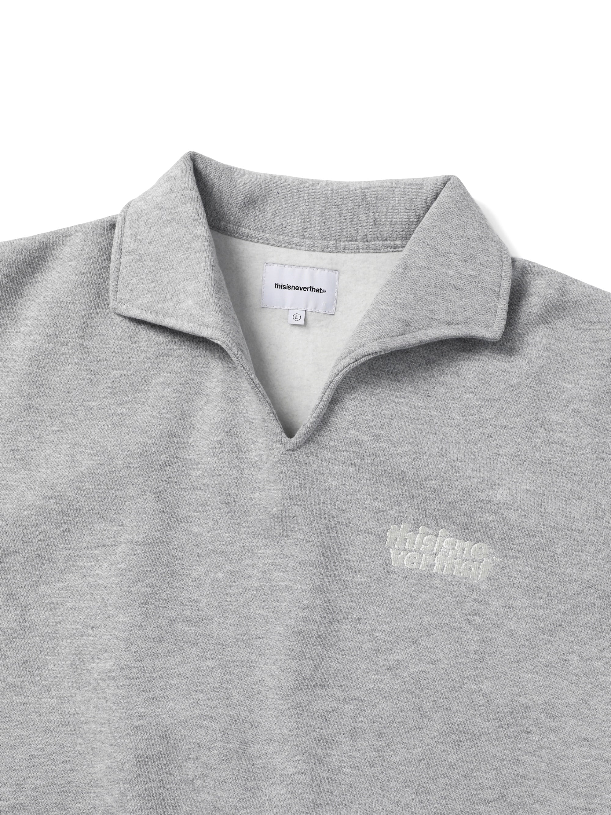 thisisneverthat - Open Collar Sweatshirt (Heather Grey) product image 2 | TRAB K-Fashion Australia
