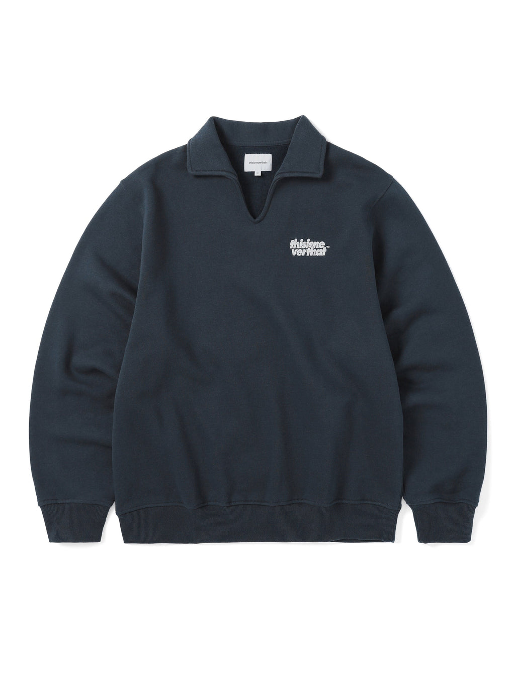 thisisneverthat - Open Collar Sweatshirt (Navy) product image 1 | TRAB K-Fashion Australia