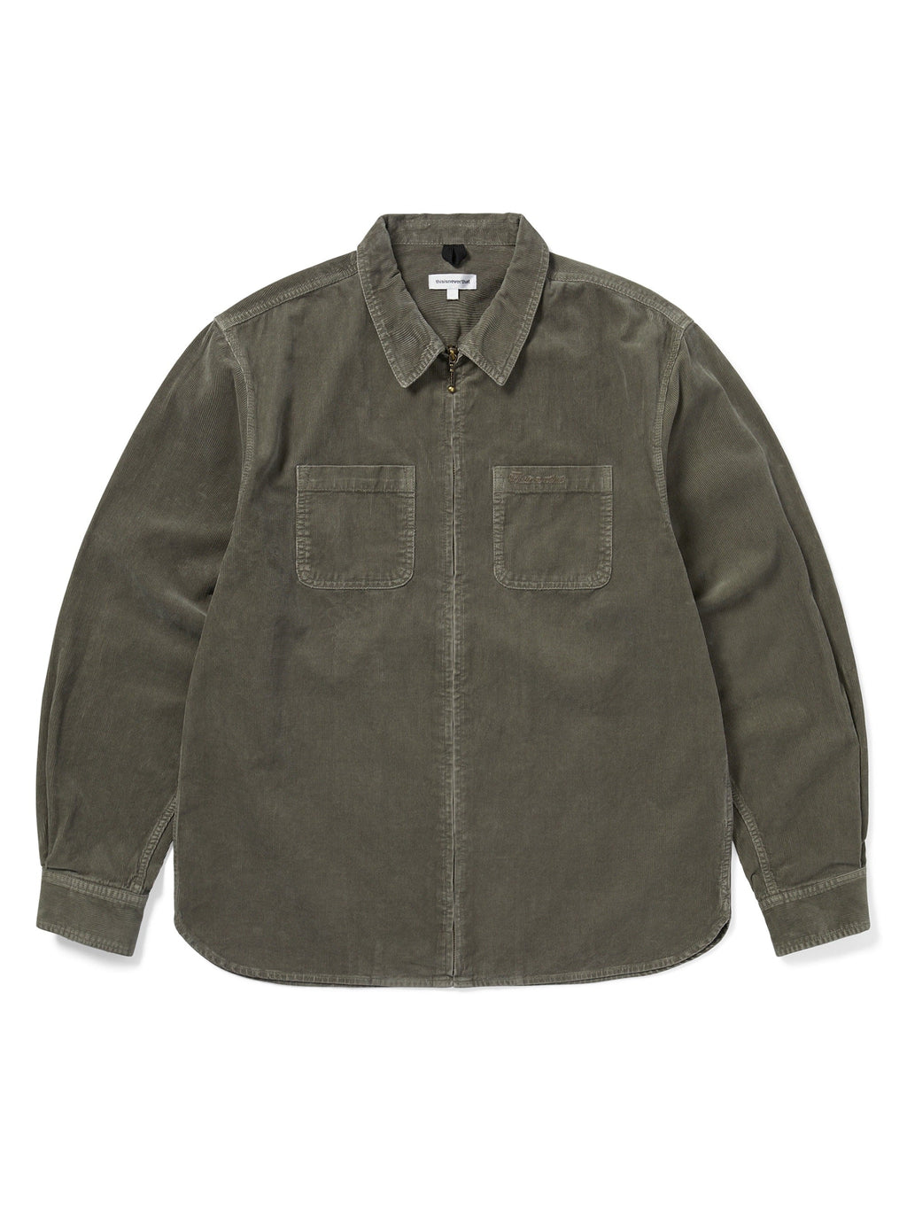 thisisneverthat - Overdyed Corduroy Zip Shirt (Khaki Grey) product image 1 | TRAB K-Fashion Australia