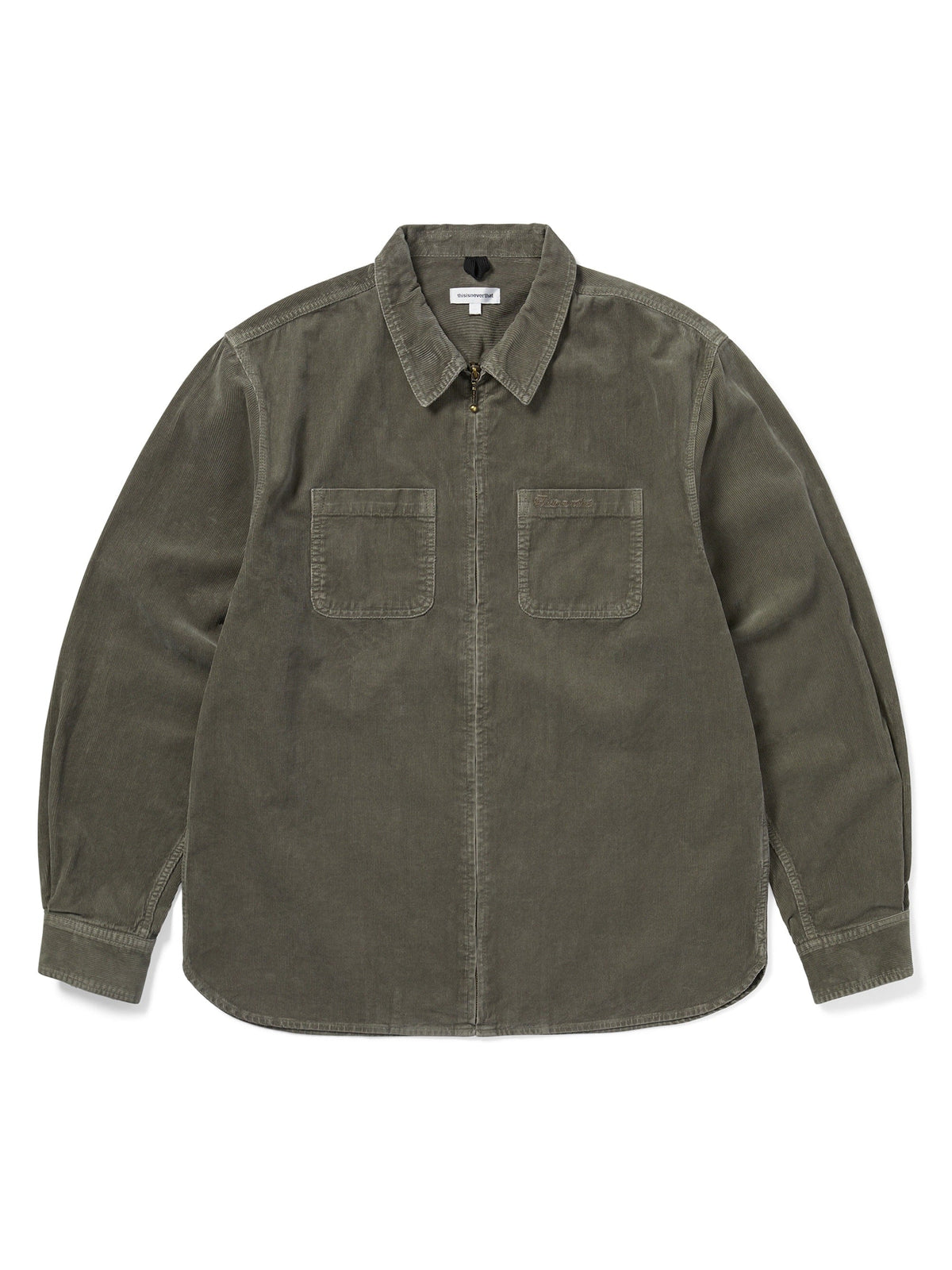 thisisneverthat - Overdyed Corduroy Zip Shirt (Khaki Grey) product image 1 | TRAB K-Fashion Australia