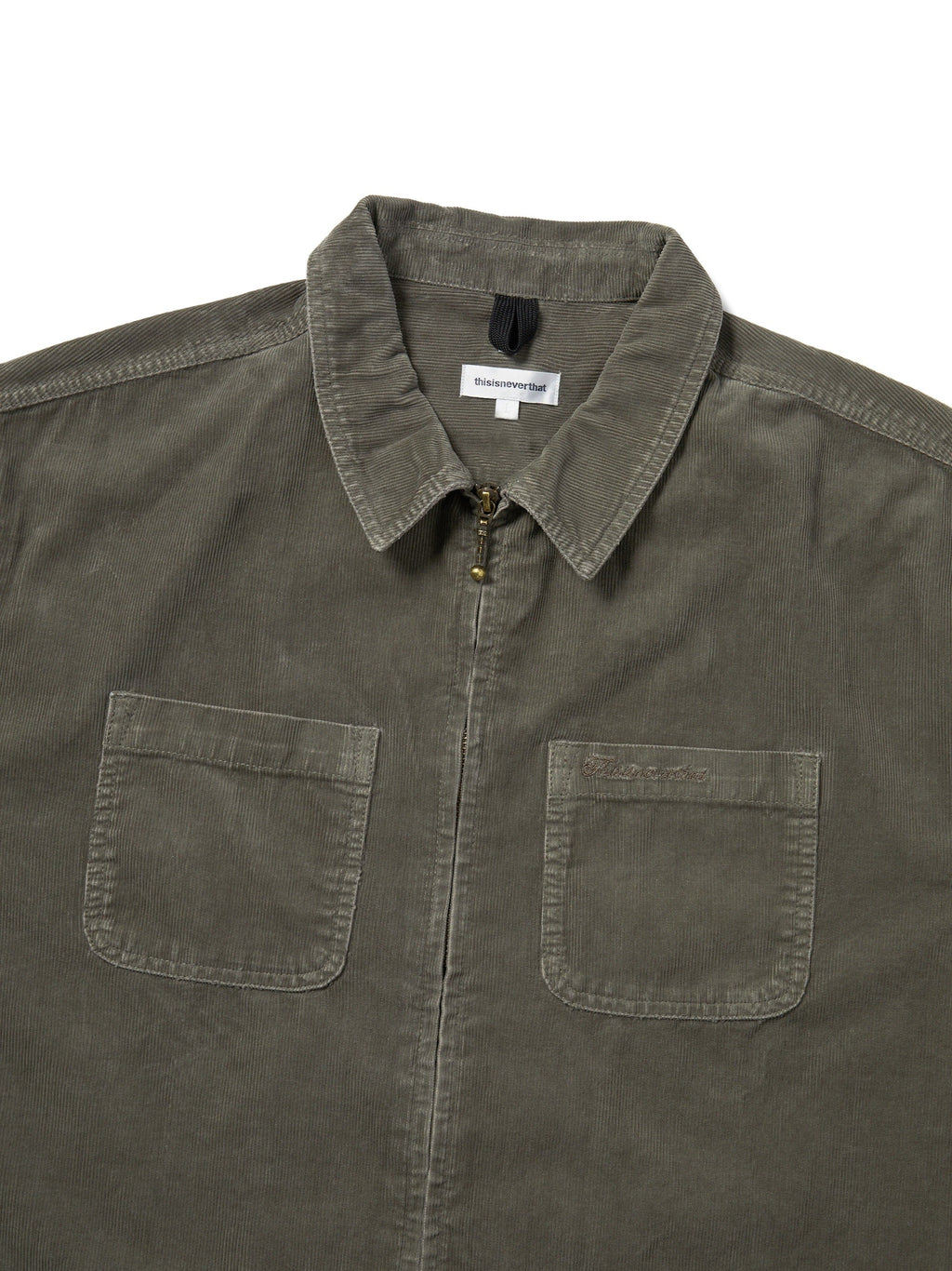 thisisneverthat - Overdyed Corduroy Zip Shirt (Khaki Grey) product image 2 | TRAB K-Fashion Australia