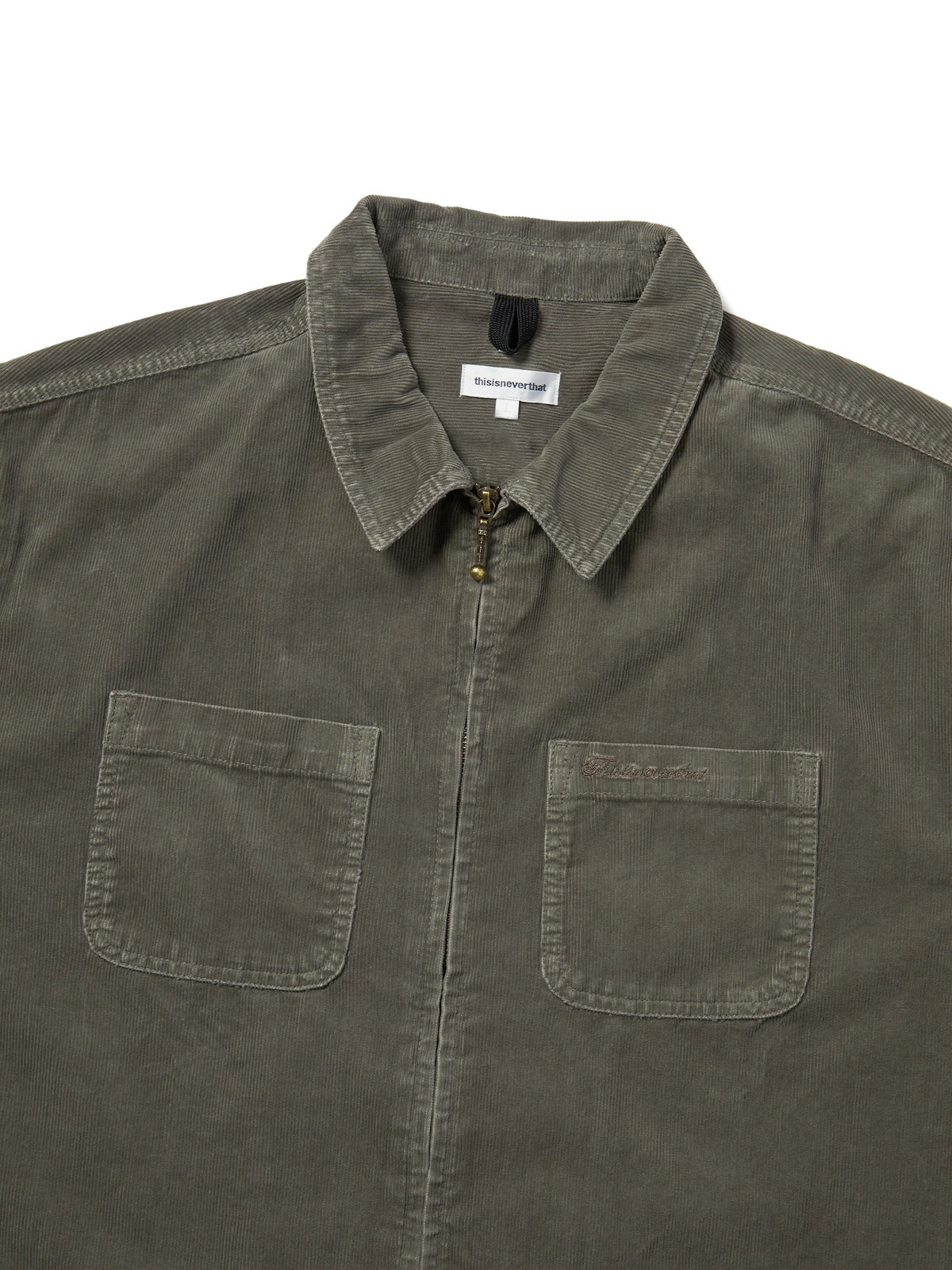 thisisneverthat - Overdyed Corduroy Zip Shirt (Khaki Grey) product image 2 | TRAB K-Fashion Australia