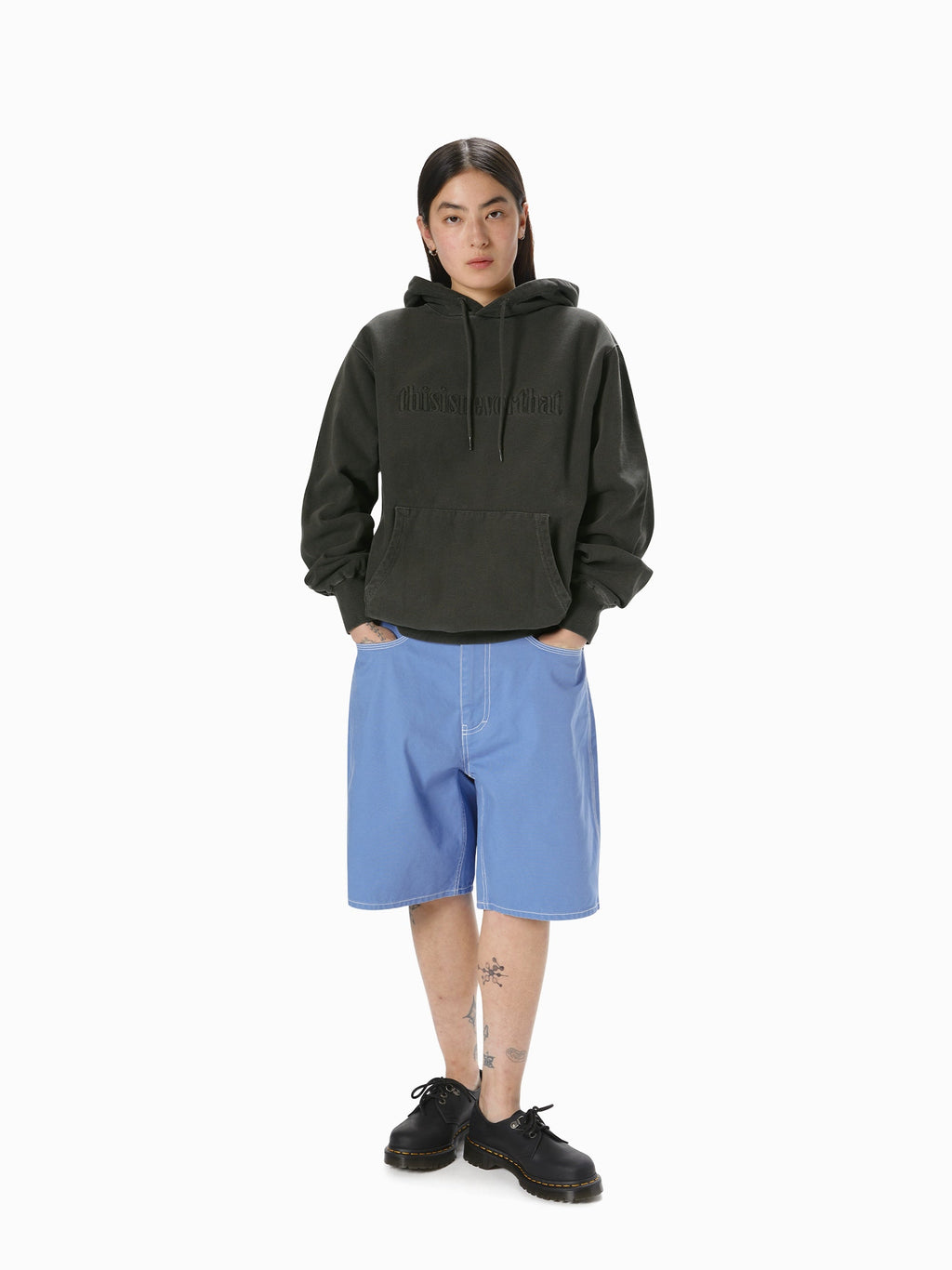 thisisneverthat - Overdyed Embroidery Hoodie Dusty (Charcoal) product image 5 | TRAB K-Fashion Australia