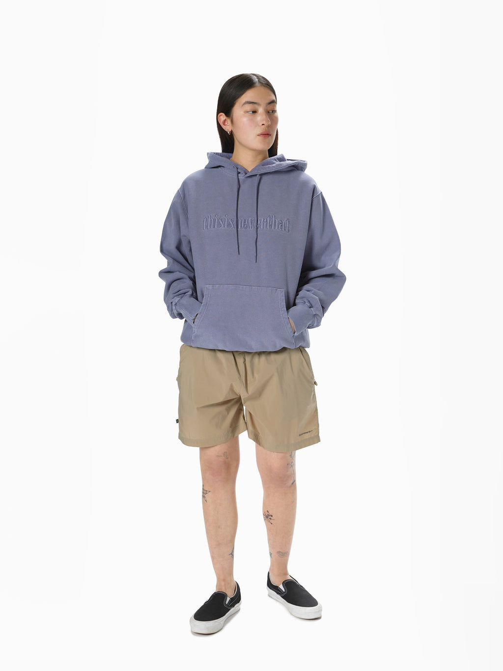thisisneverthat - Overdyed Embroidery Hoodie (Dusty Grey) product image 5 | TRAB K-Fashion Australia