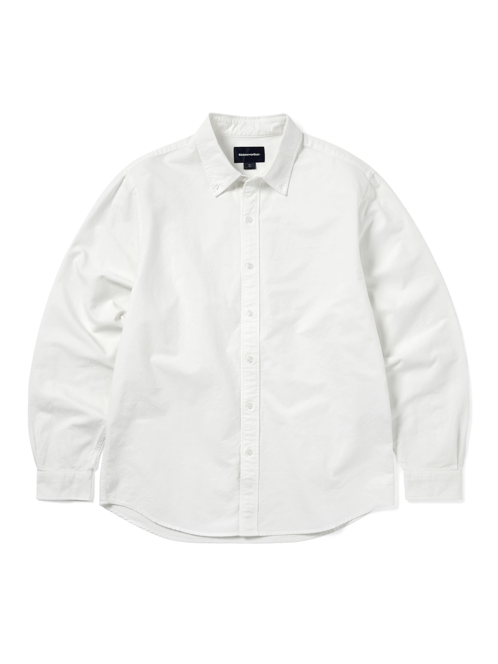 thisisneverthat - Overdyed T-Logo Oxford Shirt (White) product image 1 | TRAB K-Fashion Australia