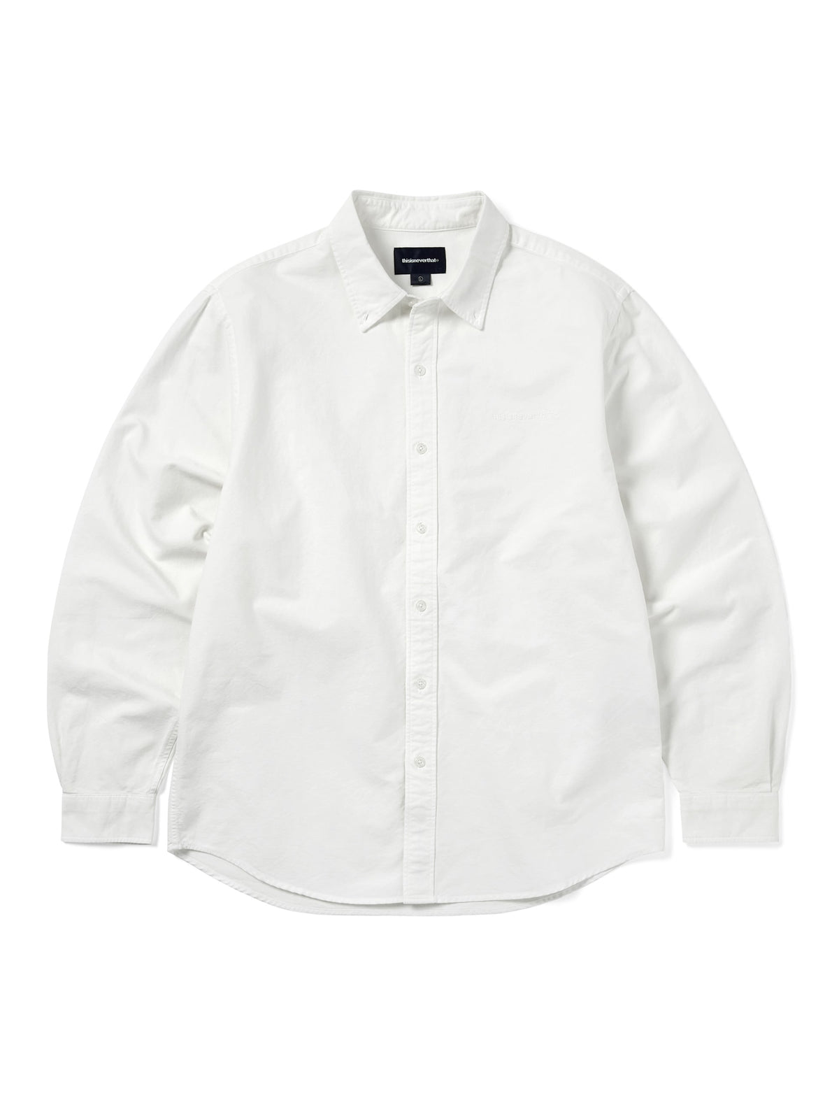 thisisneverthat - Overdyed T-Logo Oxford Shirt (White) product image 1 | TRAB K-Fashion Australia