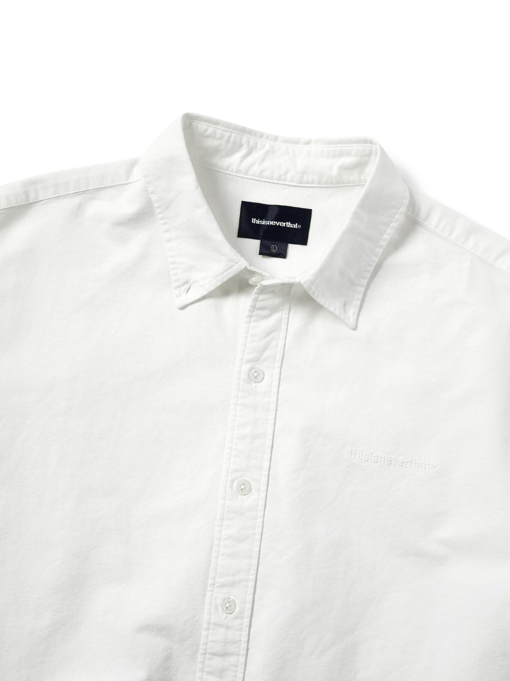 thisisneverthat - Overdyed T-Logo Oxford Shirt (White) product image 2 | TRAB K-Fashion Australia