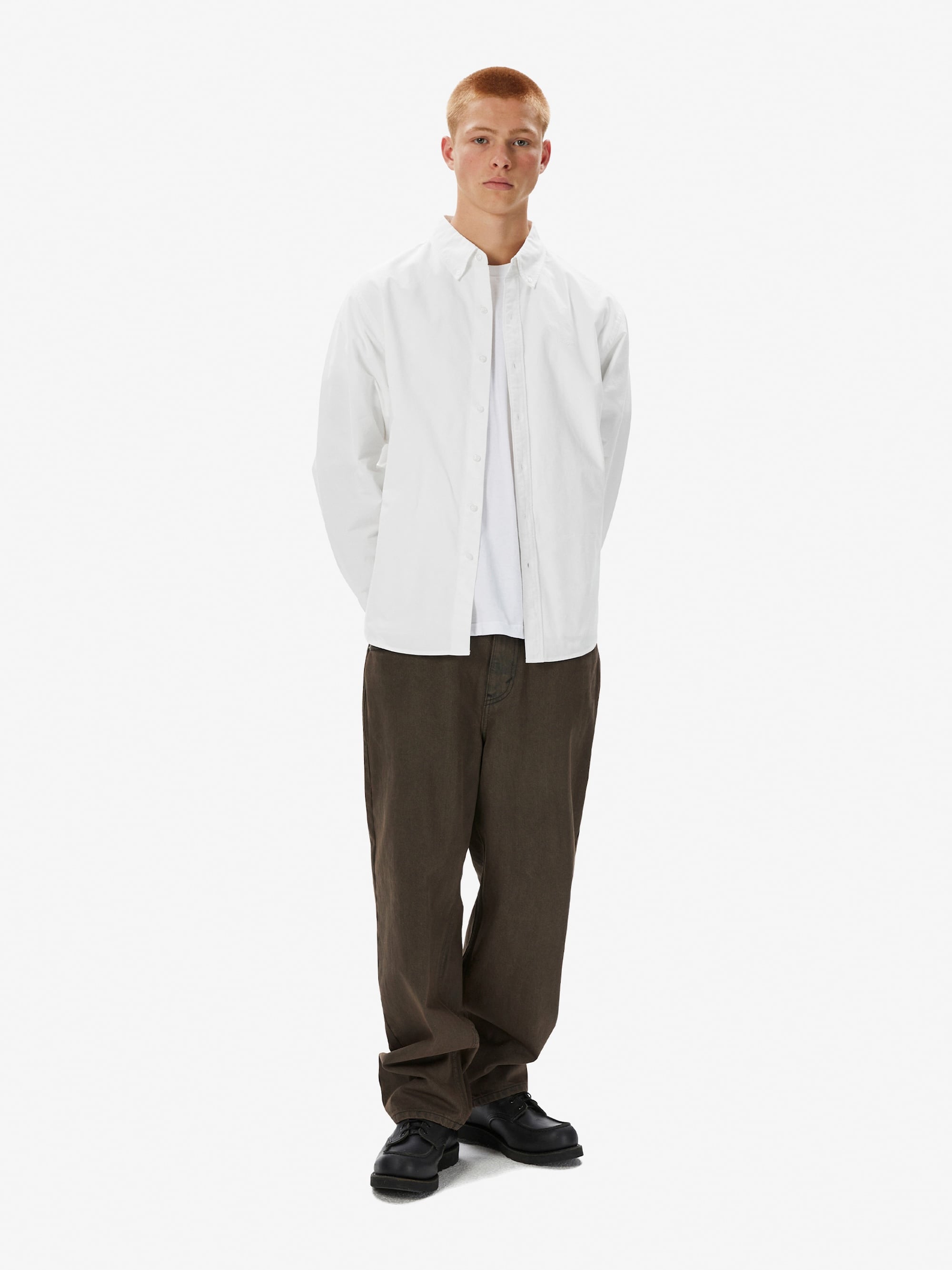 thisisneverthat - Overdyed T-Logo Oxford Shirt (White) product image 7 | TRAB K-Fashion Australia