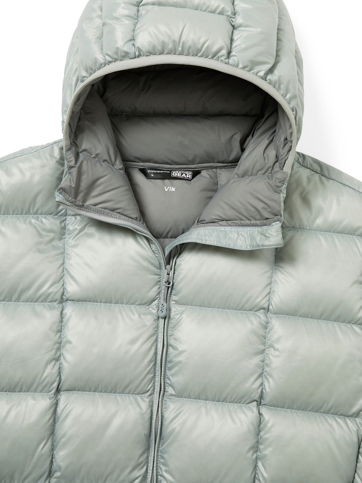 thisisneverthat - PERTEX® Vik Hooded LT Down Jacket (Mint Grey) product image 2 | TRAB K-Fashion Australia