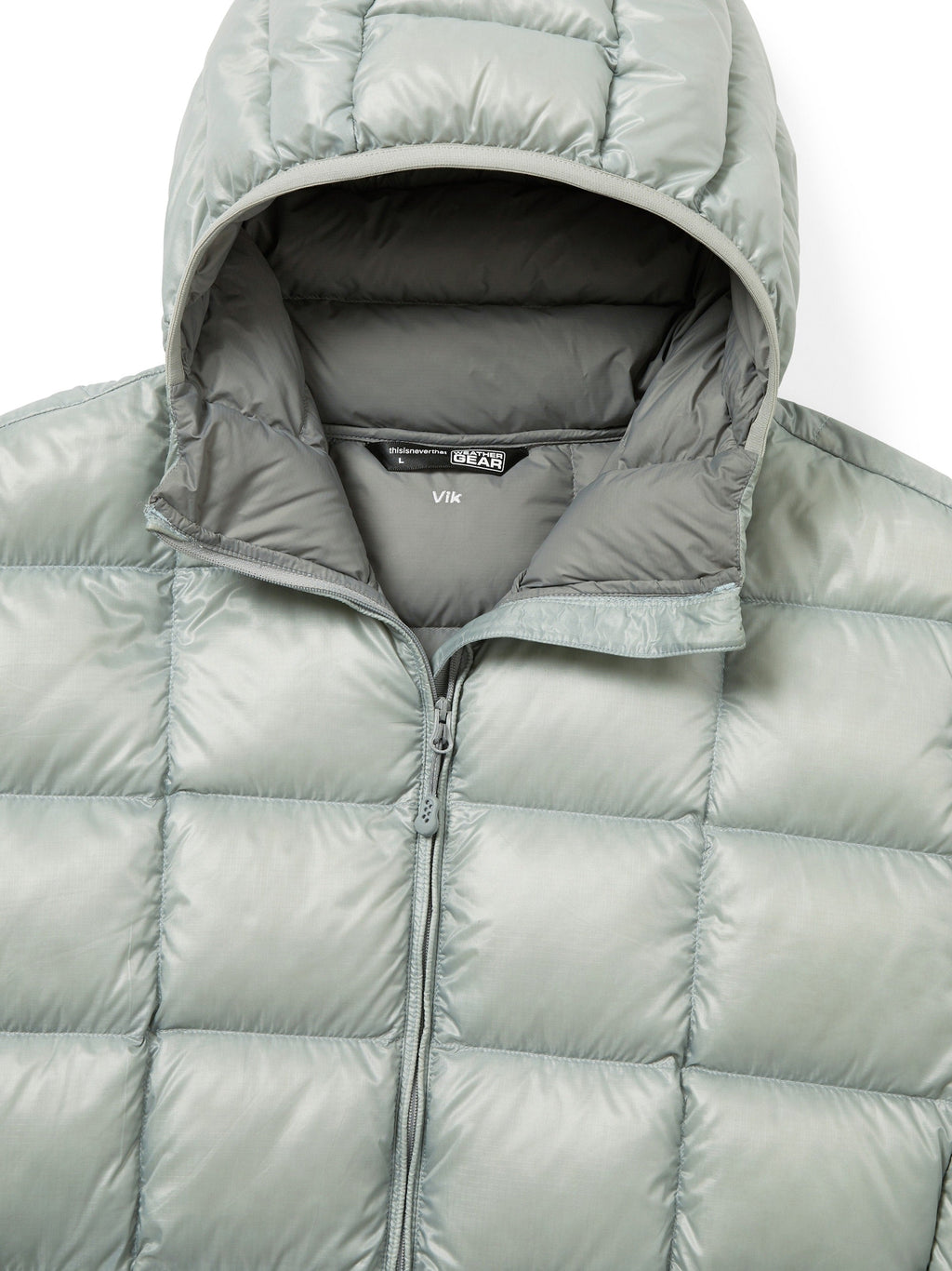 thisisneverthat - PERTEX® Vik Hooded LT Down Jacket (Mint Grey) product image 2 | TRAB K-Fashion Australia