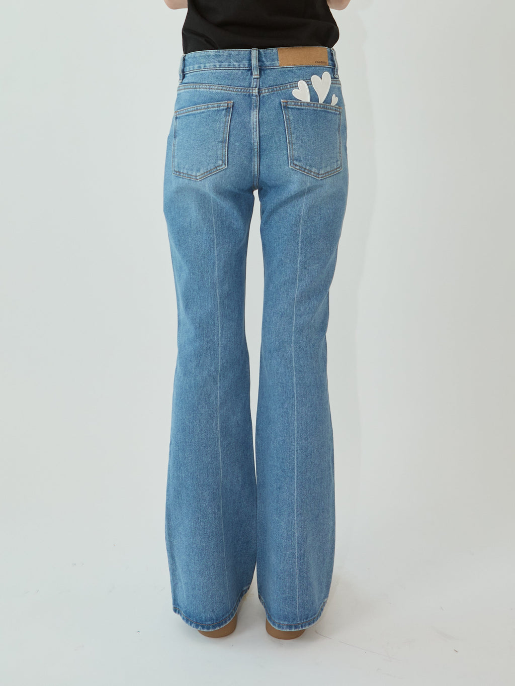 Kimhe Kim - Back Pocket Heart Patch Flare Jeans (Sky Blue) product image 3 | TRAB K-Fashion Australia
