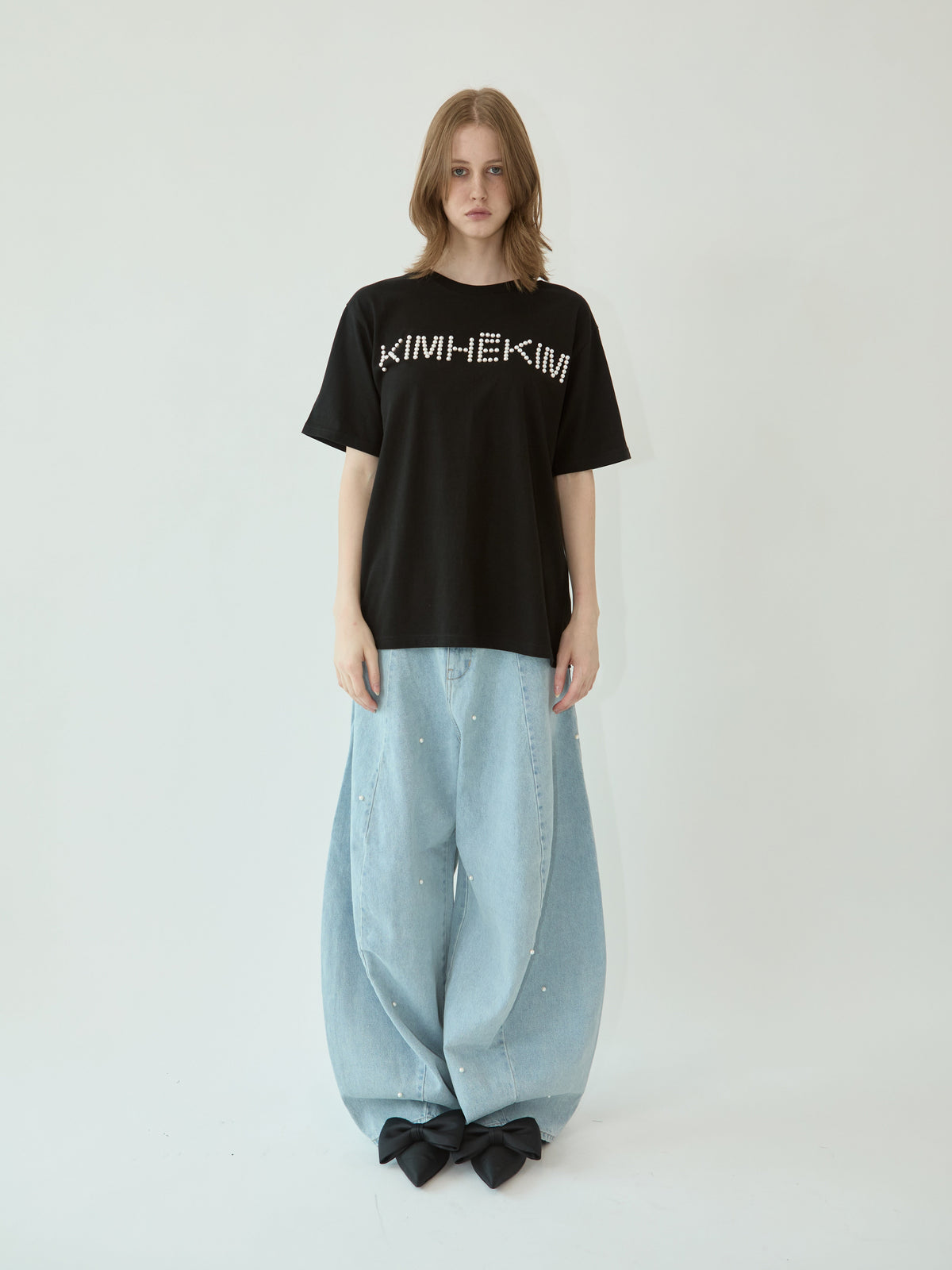Kimhe Kim - Pearl Embellished Balloon Fit Jeans (Sky Blue) product image 1 | TRAB K-Fashion Australia