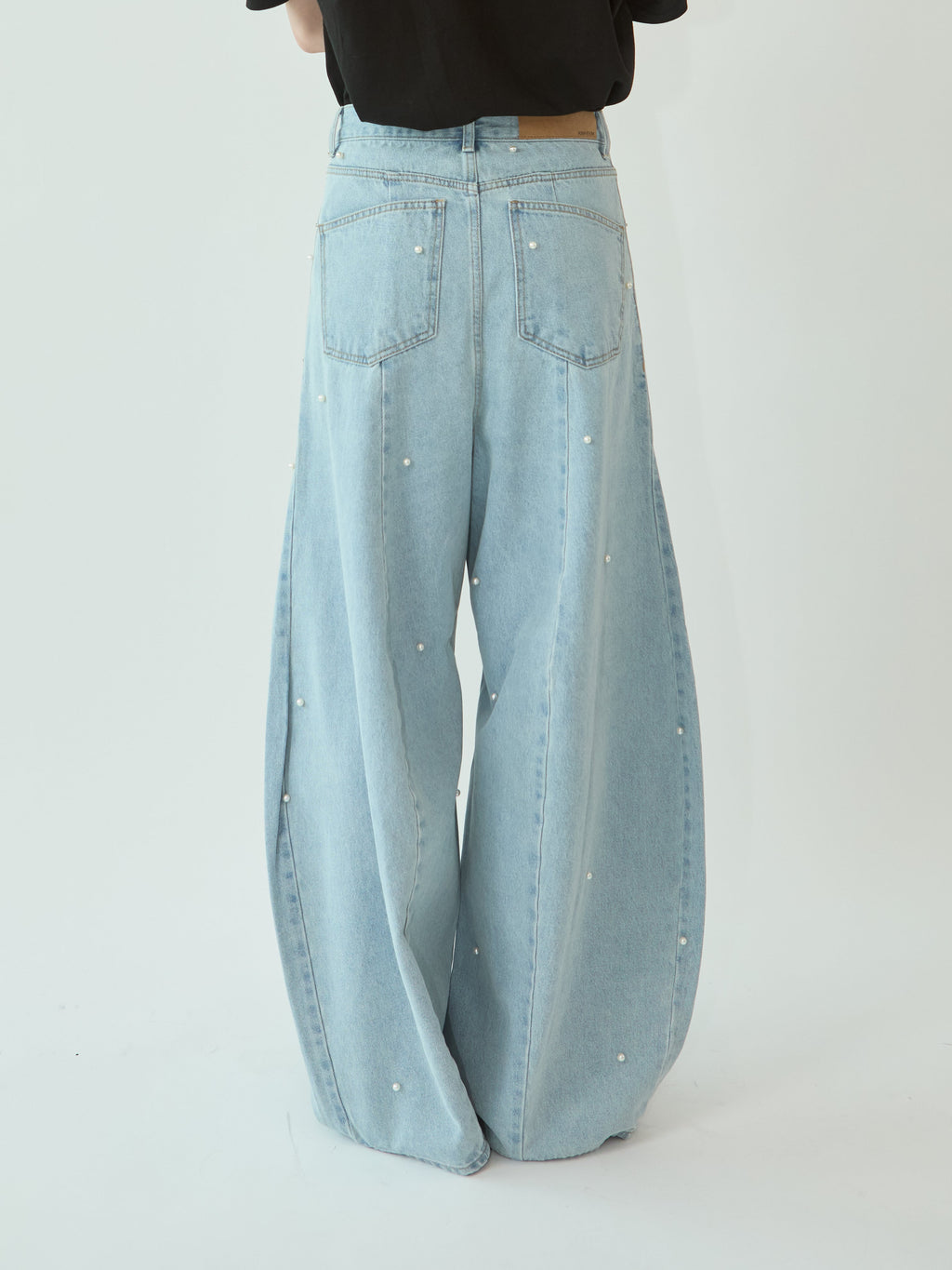 Kimhe Kim - Pearl Embellished Balloon Fit Jeans (Sky Blue) product image 5 | TRAB K-Fashion Australia
